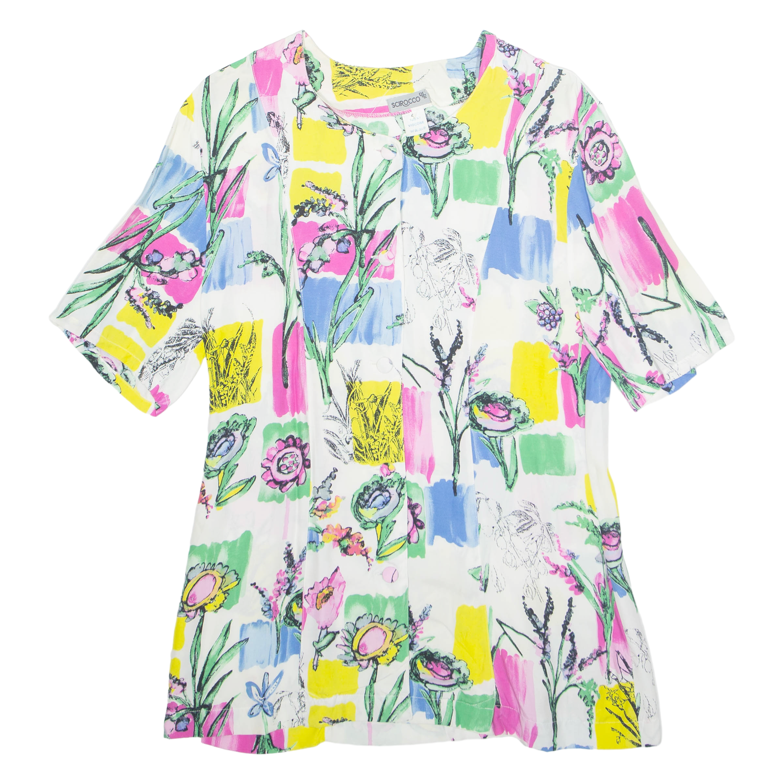 SCIROCCO Womens Printed Shirt White Viscose Floral L Refurbished - N/A refurbished available on Cerqular