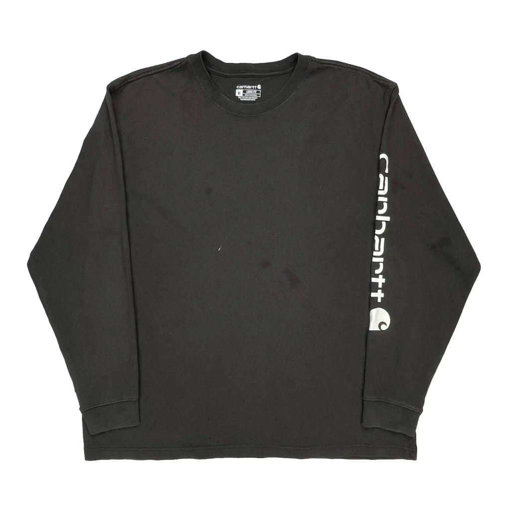 Carhartt Spellout Long Sleeve T-Shirt - XL Black Cotton Refurbished - Thrifted (note: this is a term often used to describe second- refurbished available on Cerqular