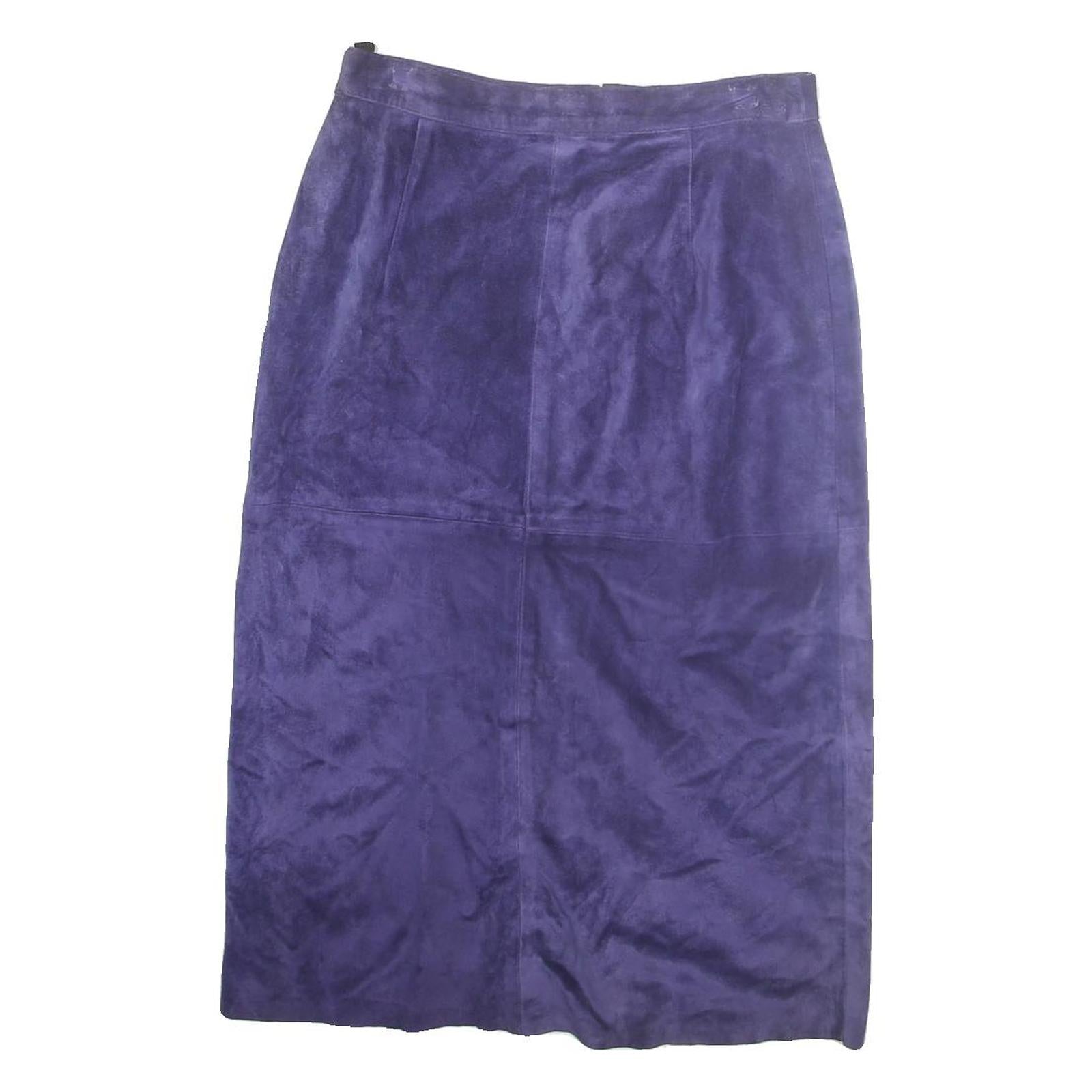 COMINT Womens Purple Cotton Blend Straight Midi Skirt Zip Closure Size M Soft Refurbished - N/A refurbished available on Cerqular