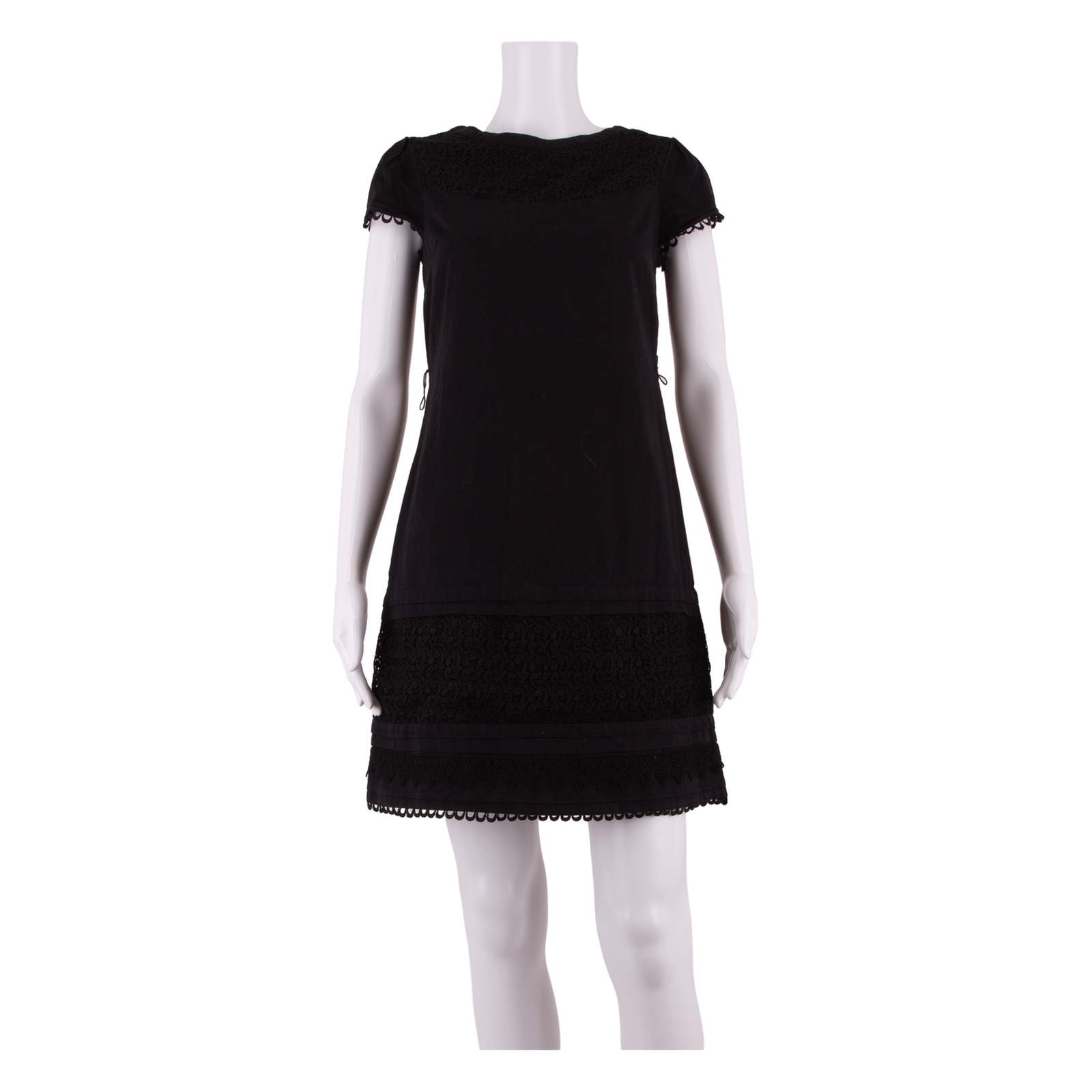 MONSOON Womens A-Line Dress Black Short Sleeve Knee Length UK 8 Refurbished - N/A refurbished available on Cerqular