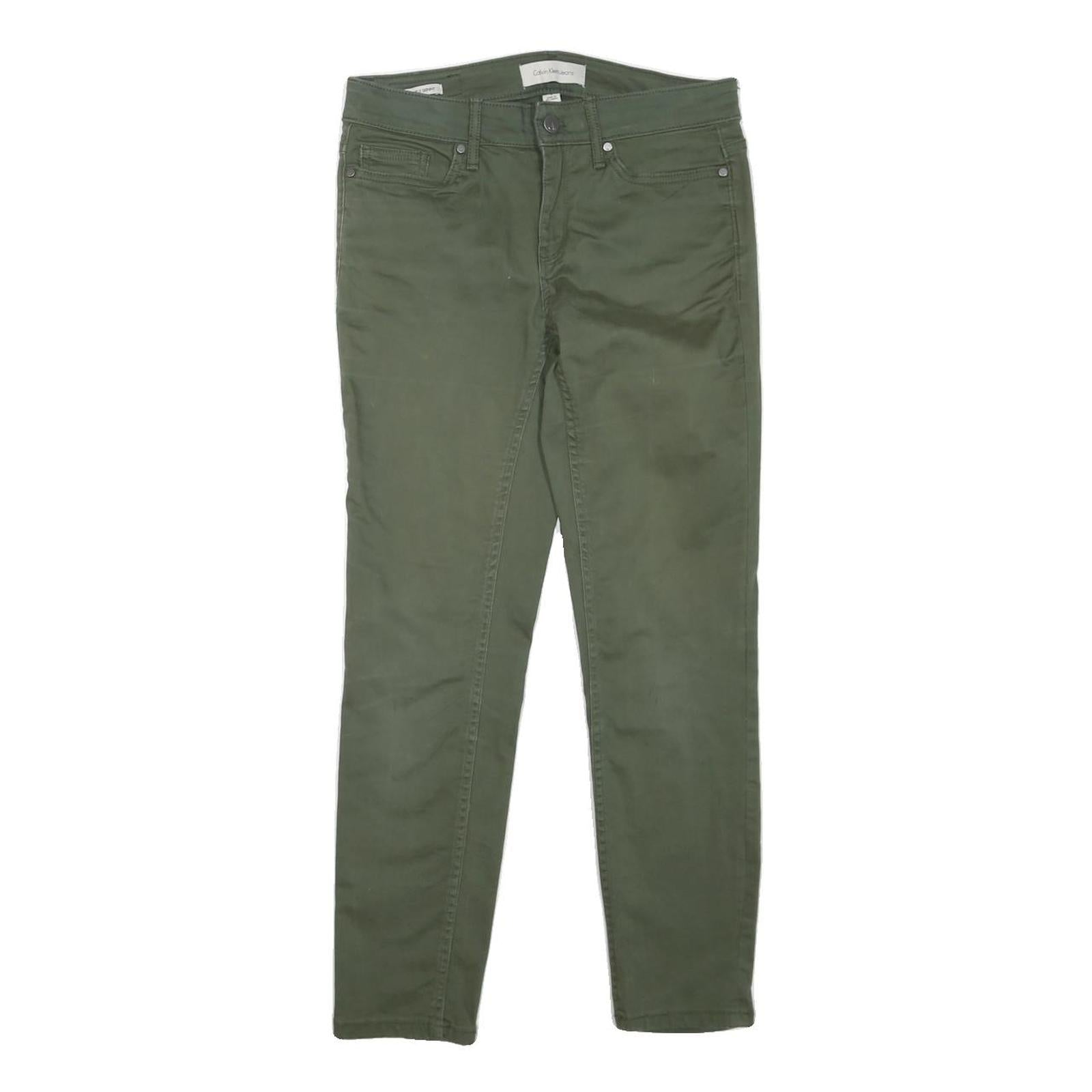 CALVIN KLEIN JEANS Womens Regular Fit Skinny Green Denim W30 L26 Zip Cotton Refurbished - N/A refurbished available on Cerqular