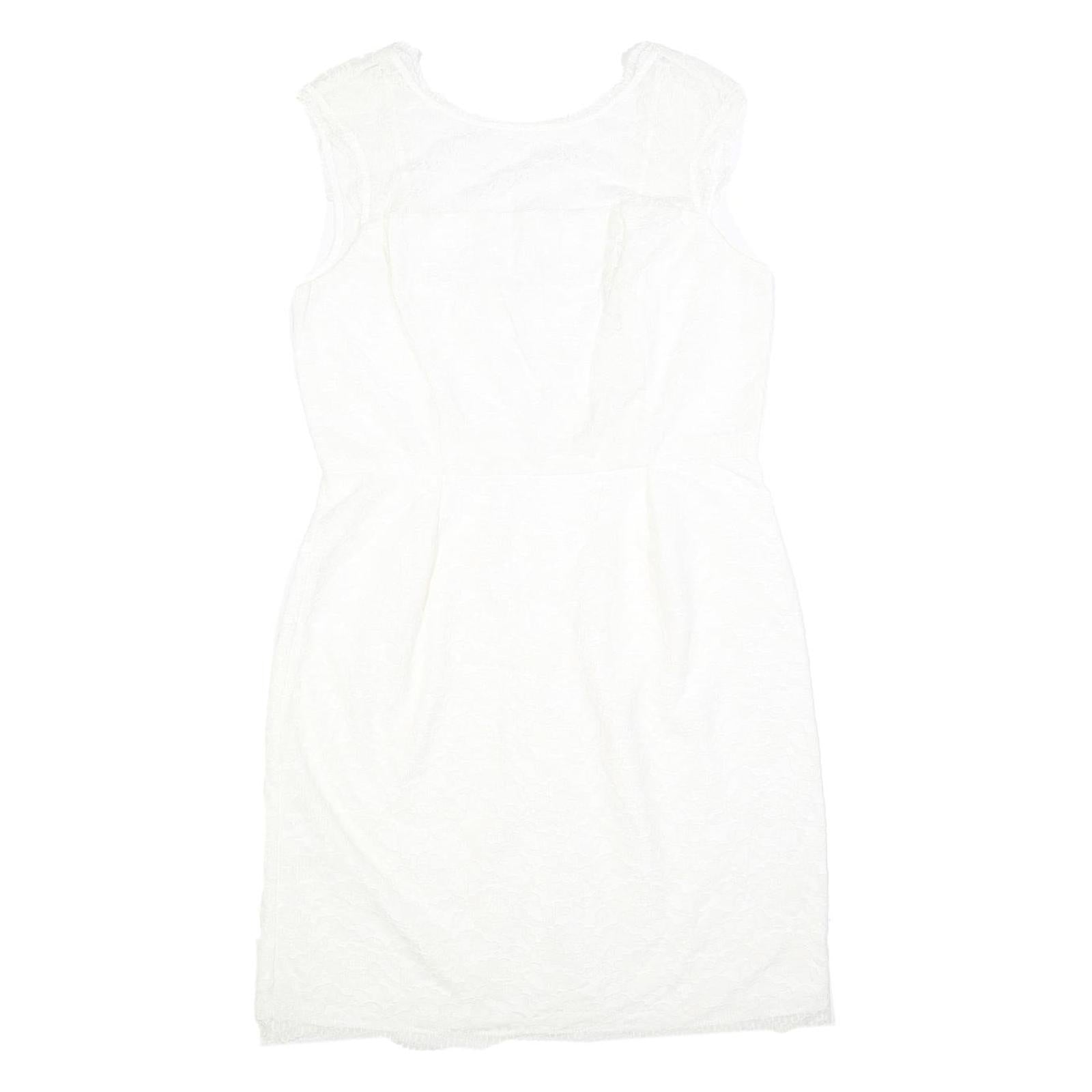 CALVIN KLEIN Womens White Polyester Blend Fit & Flare Lace Sleeveless Knee Refurbished - N/A refurbished available on Cerqular