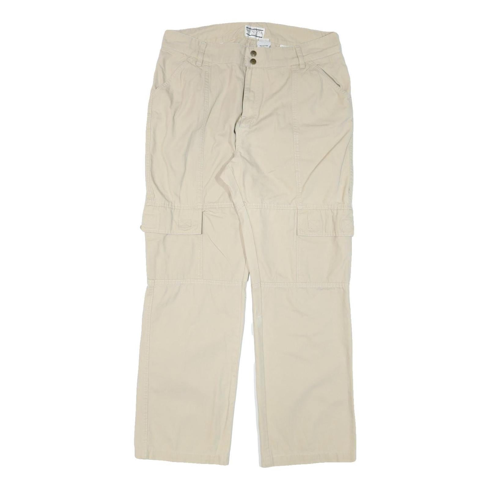 VENEZIA Mens Relaxed Beige Cotton Blend Cargo Trousers W34 L30 Casual Zip Fasten Refurbished - N/A refurbished available on Cerqular