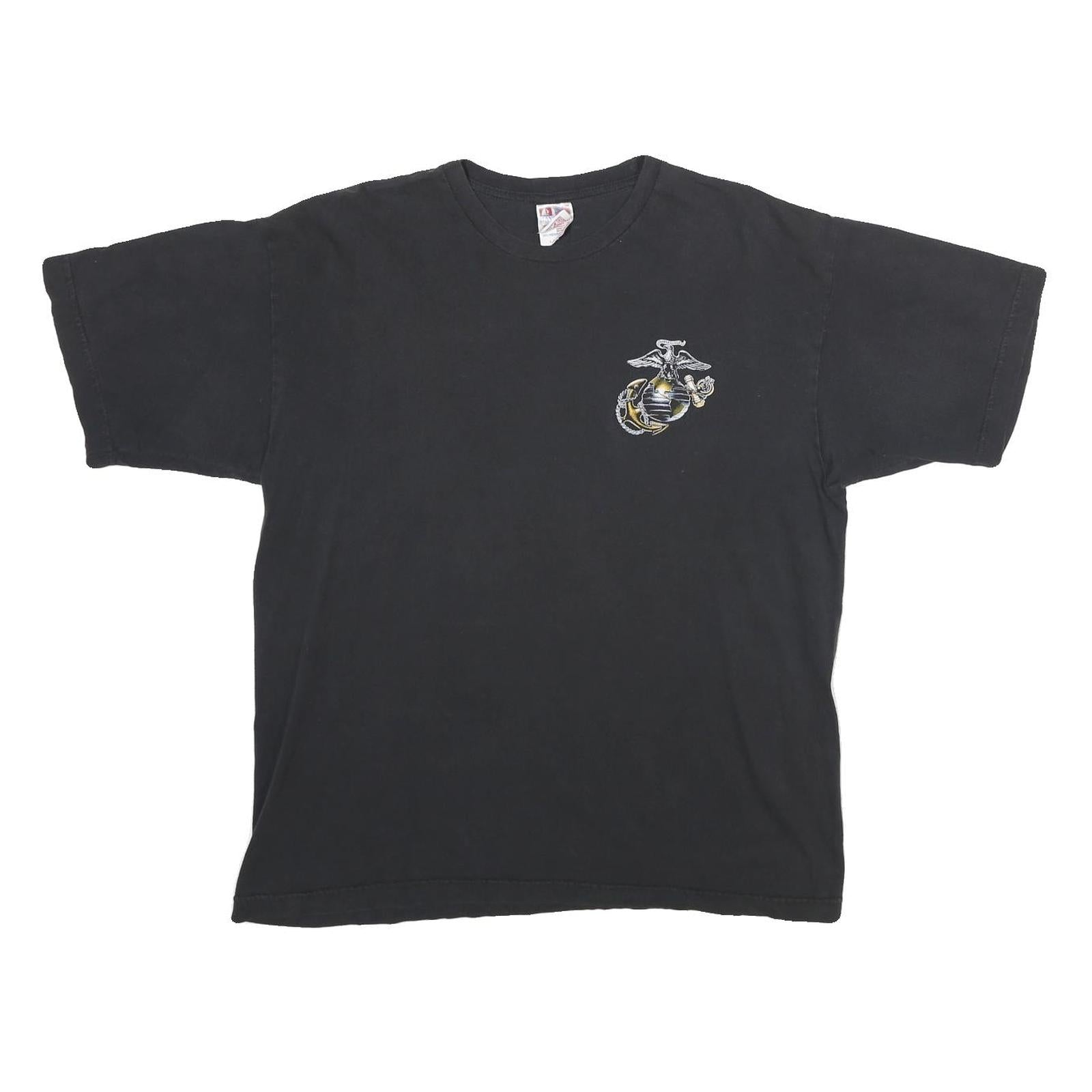 BAYSIDE Mens Black United States Marine Corps Graphic T-Shirt L Short Sleeve Refurbished - N/A refurbished available on Cerqular