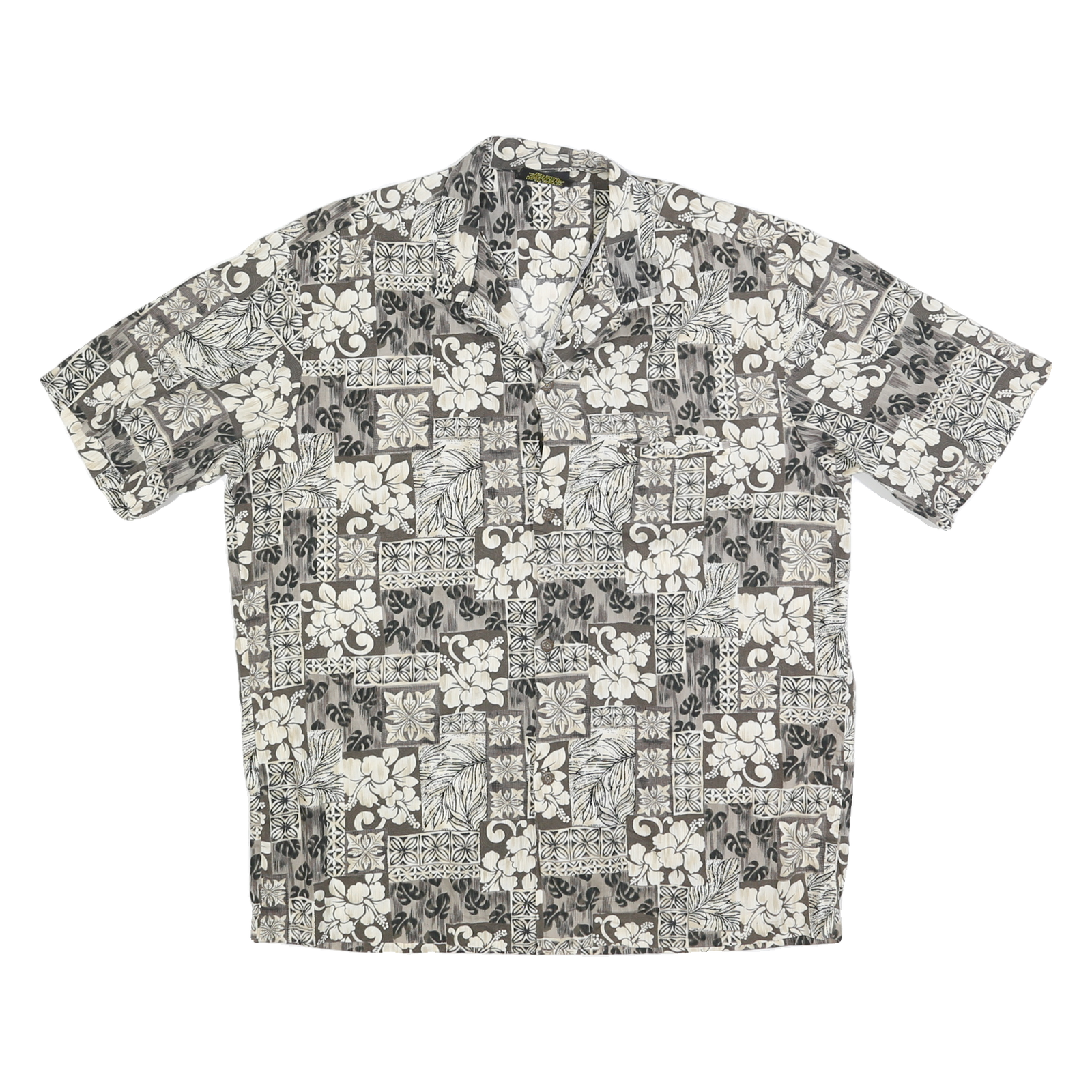 ROYAL CREATIONS Mens Black & Cream Floral Patchwork Shirt L Cotton Blend Casual Refurbished - N/A refurbished available on Cerqular
