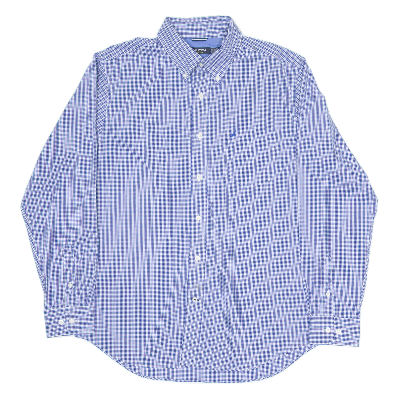 NAUTICA Mens Shirt Blue Check Long Sleeve L Refurbished - N/A refurbished available on Cerqular