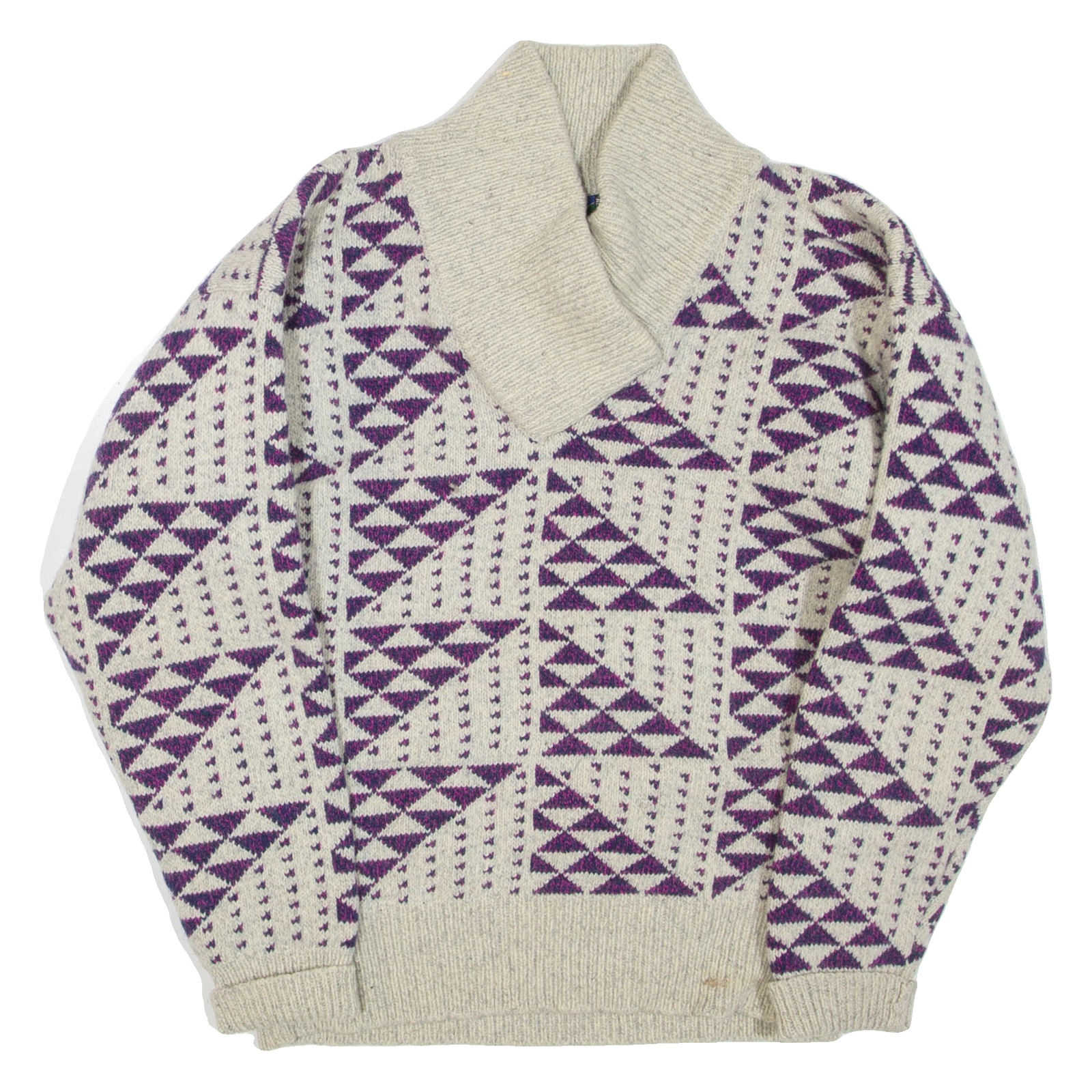 WINDBORNE Womens Patterned Jumper Beige Geometric Roll Neck Tight Knit Wool M Refurbished - N/A refurbished available on Cerqular