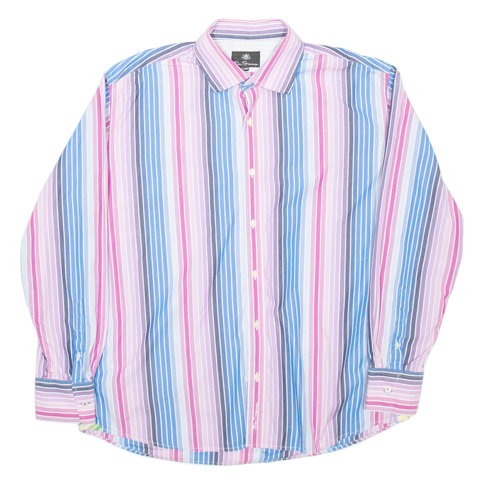 BEN SHERMAN Mens Shirt Blue Striped Long Sleeve XL Refurbished - N/A refurbished available on Cerqular