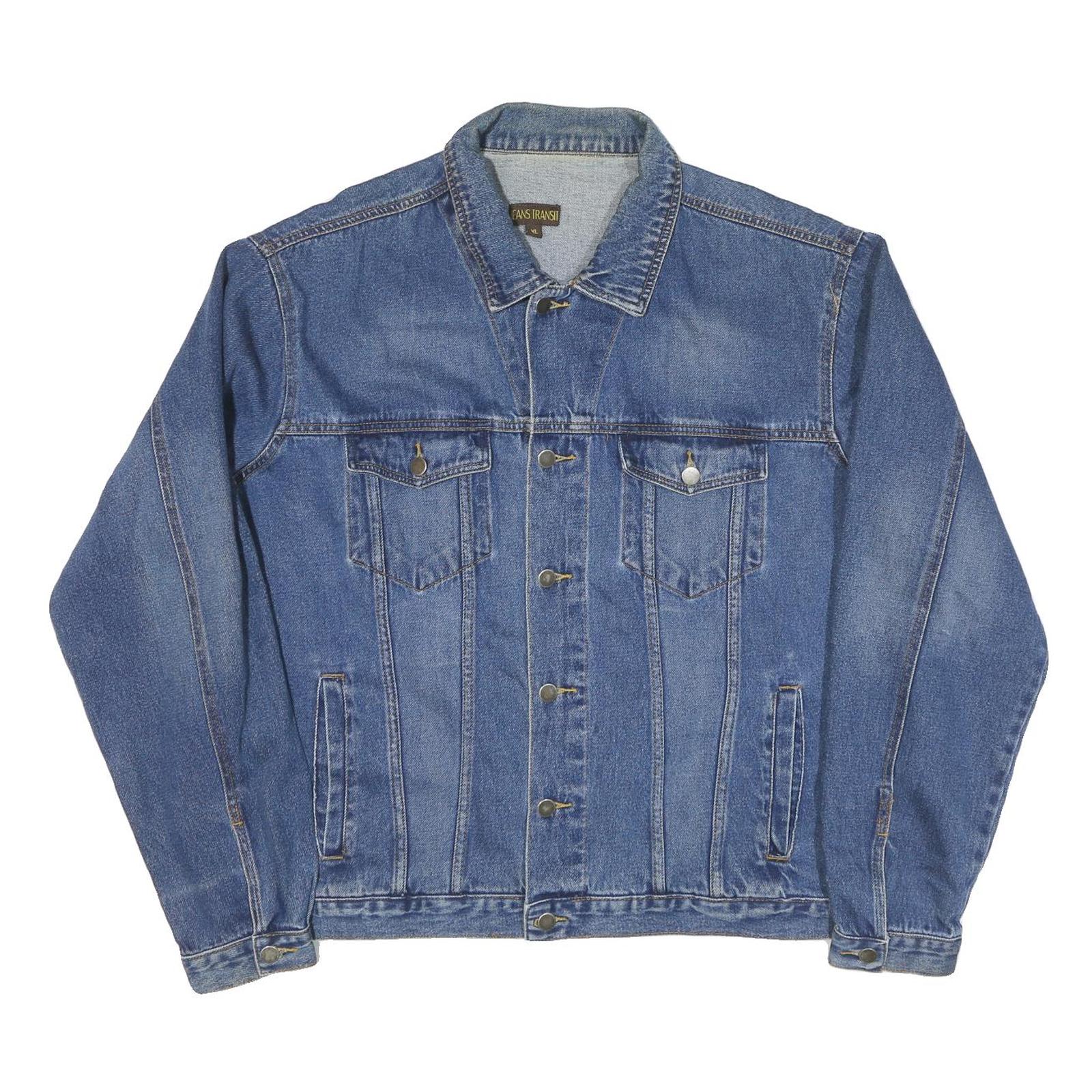 JEAN TRANSIT Mens Blue Denim Jacket XL Cotton Blend Classic Button Closure Refurbished - N/A refurbished available on Cerqular