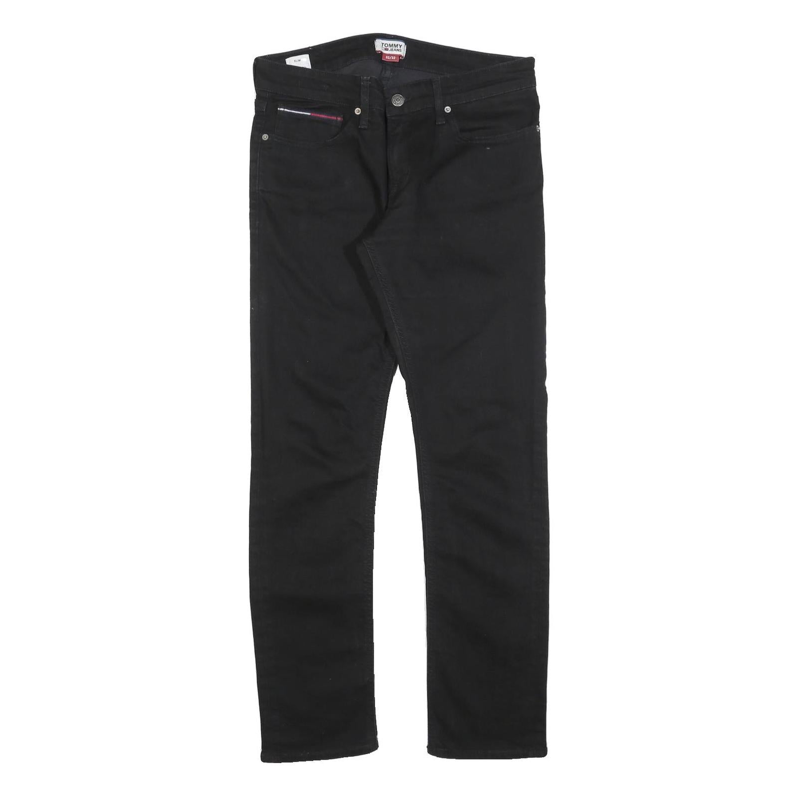 TOMMY HILFIGER Mens Jeans Black Slim Skinny Denim W32 L32 Classic Zip Cotton Refurbished - N/A refurbished available on Cerqular