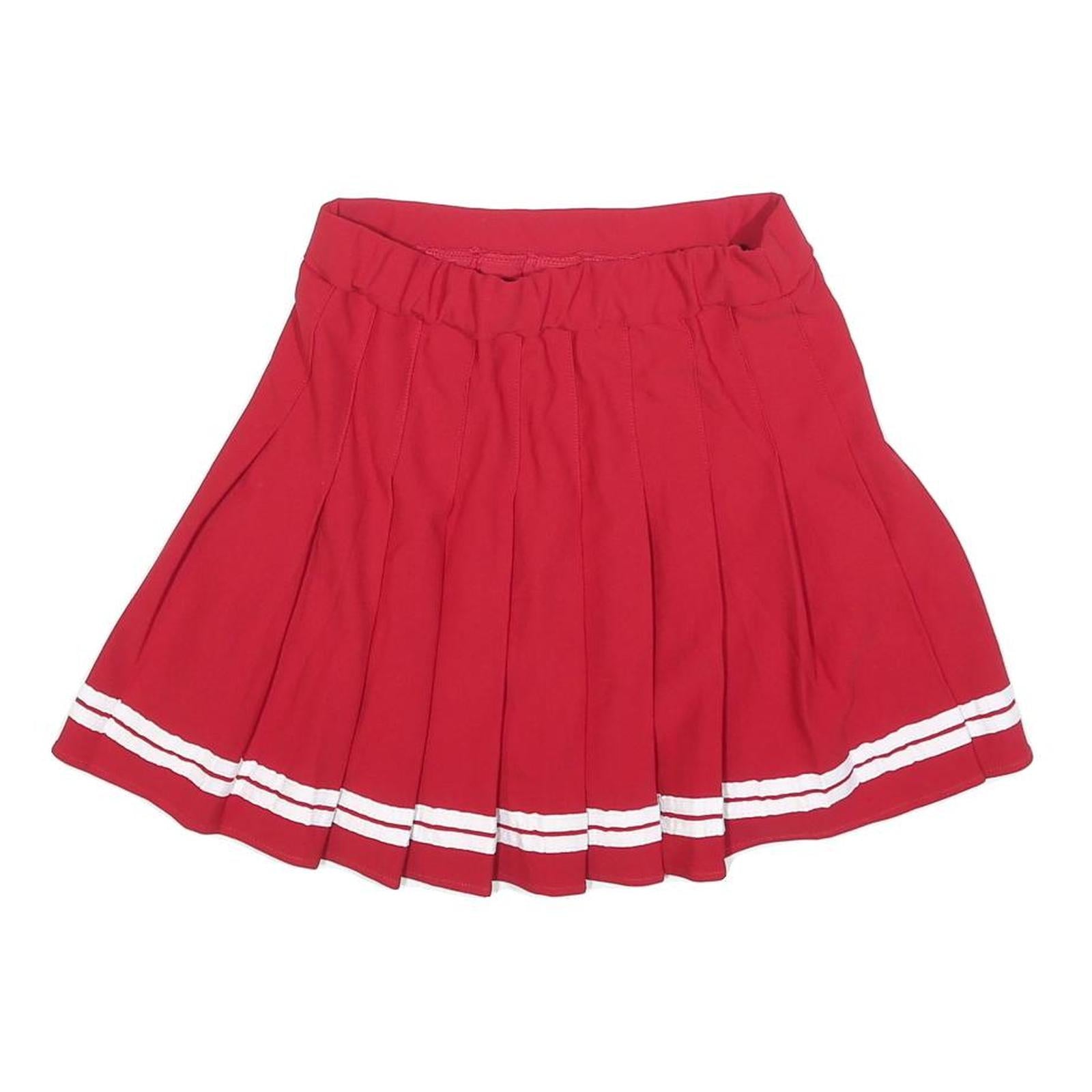Womens Red White Stripe Pleated Mini Skirt Polyester Blend XS Cheerleader Style Refurbished - N/A refurbished available on Cerqular