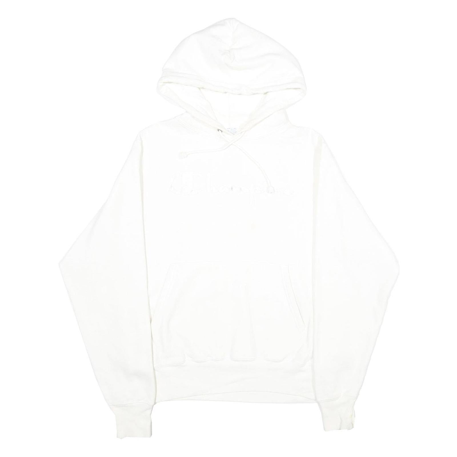 CHAMPION REVERSE WEAVE Mens White Pullover Hoodie S Embroidered Logo Drawstring Refurbished - N/A refurbished available on Cerqular