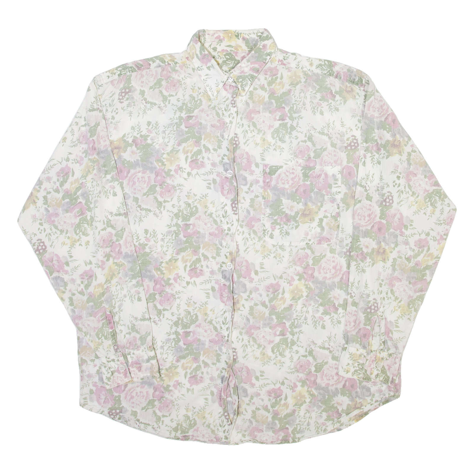 Womens Plain Shirt White Floral Long Sleeve L Refurbished - N/A refurbished available on Cerqular
