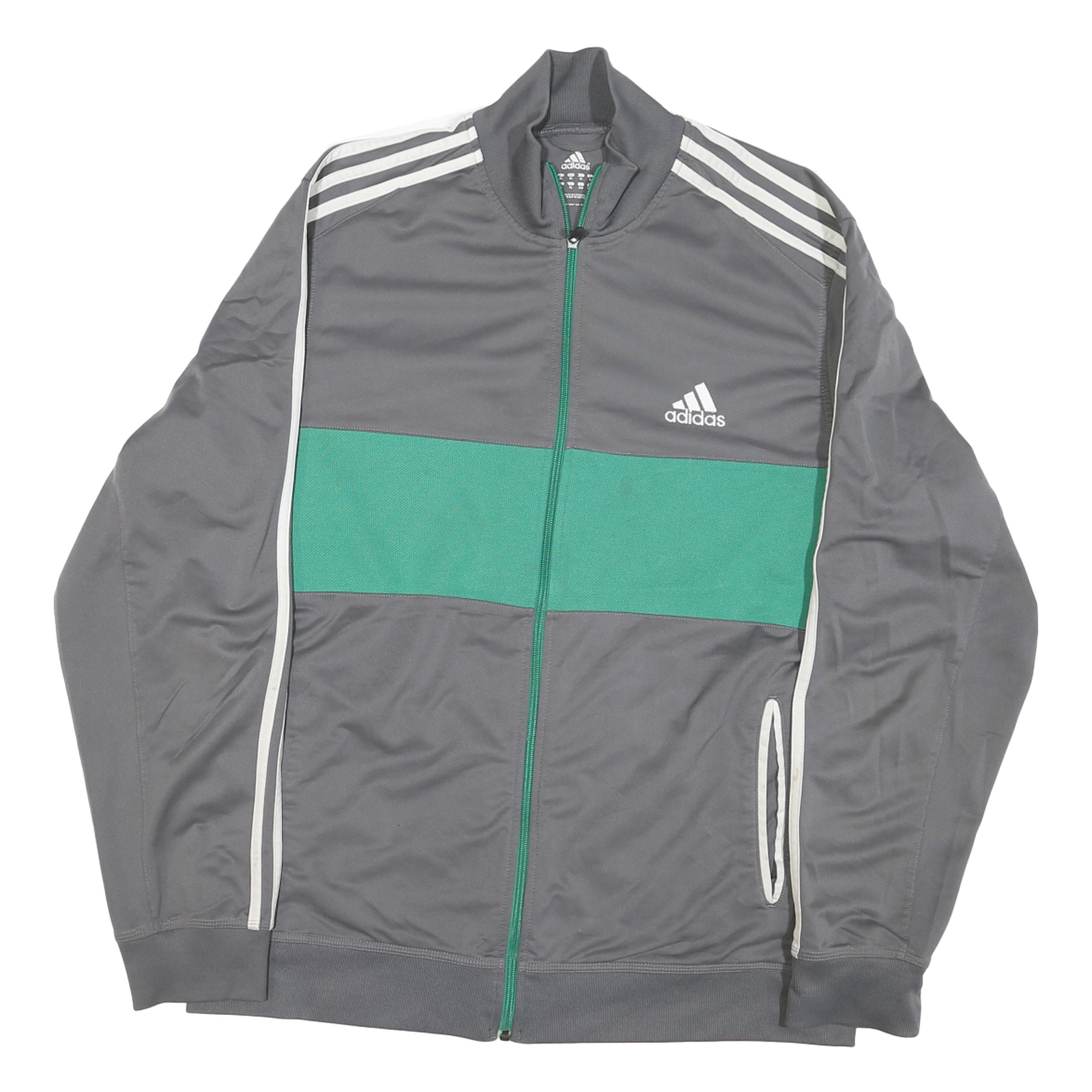 Buy ADIDAS Mens Grey & Green Track Jacket XL Polyester Blend Plain Zip Casual Refurbished - $45.49 ADIDAS Mens Grey & Green Track Jacket XL Polyester Blend Plain Zip Casual Refurbished - N/A refurbished available on Cerqular