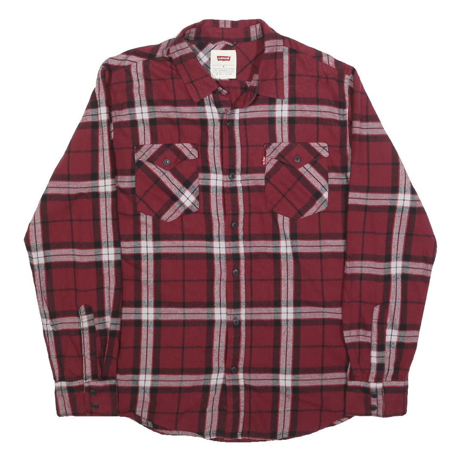 LEVI'S Mens Red Check Shirt M Casual Button Pocket Cotton Blend Refurbished - N/A refurbished available on Cerqular