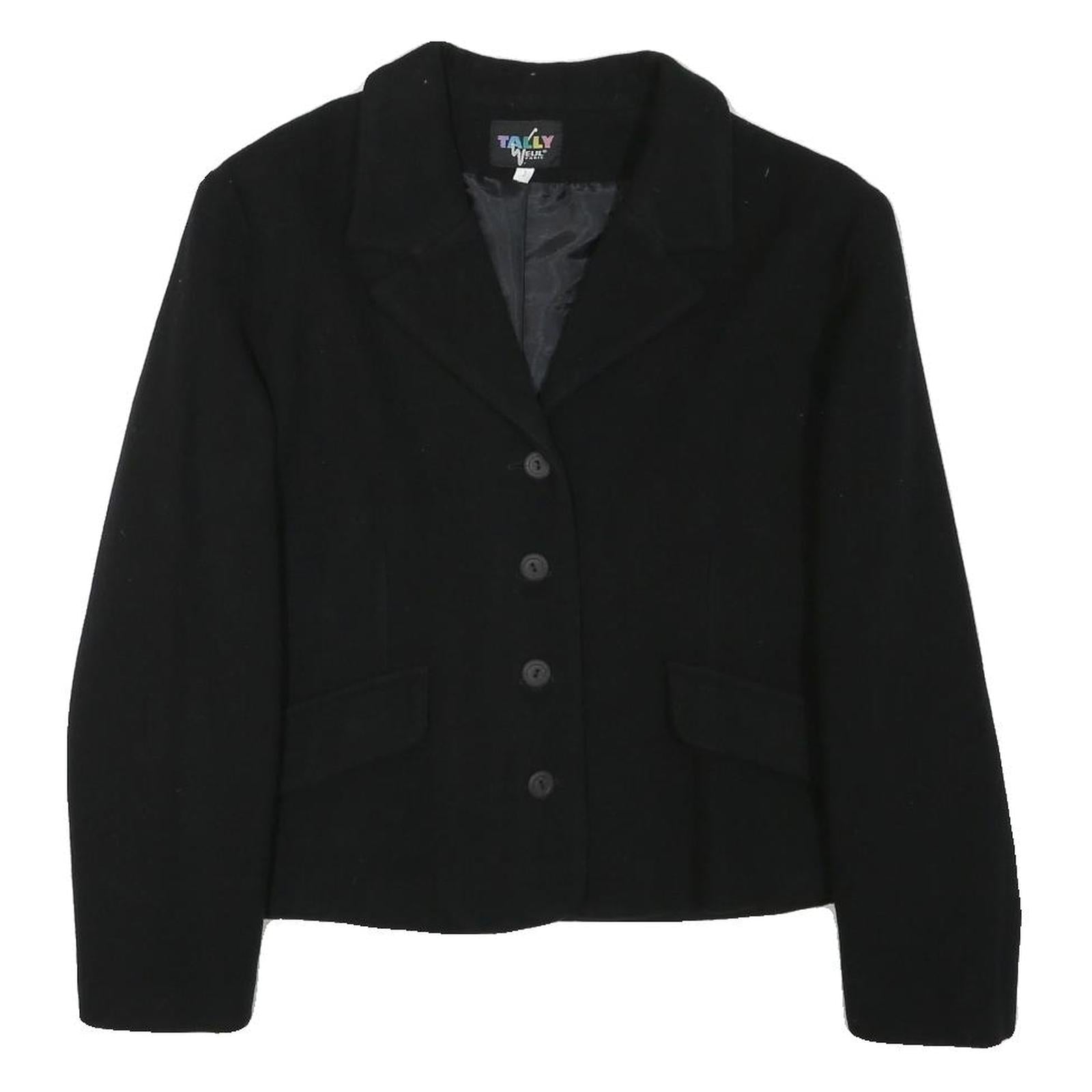 TALLY WEIJL Womens Black Wool Blend Jacket S Button Classic Tailored Plain Refurbished - N/A refurbished available on Cerqular