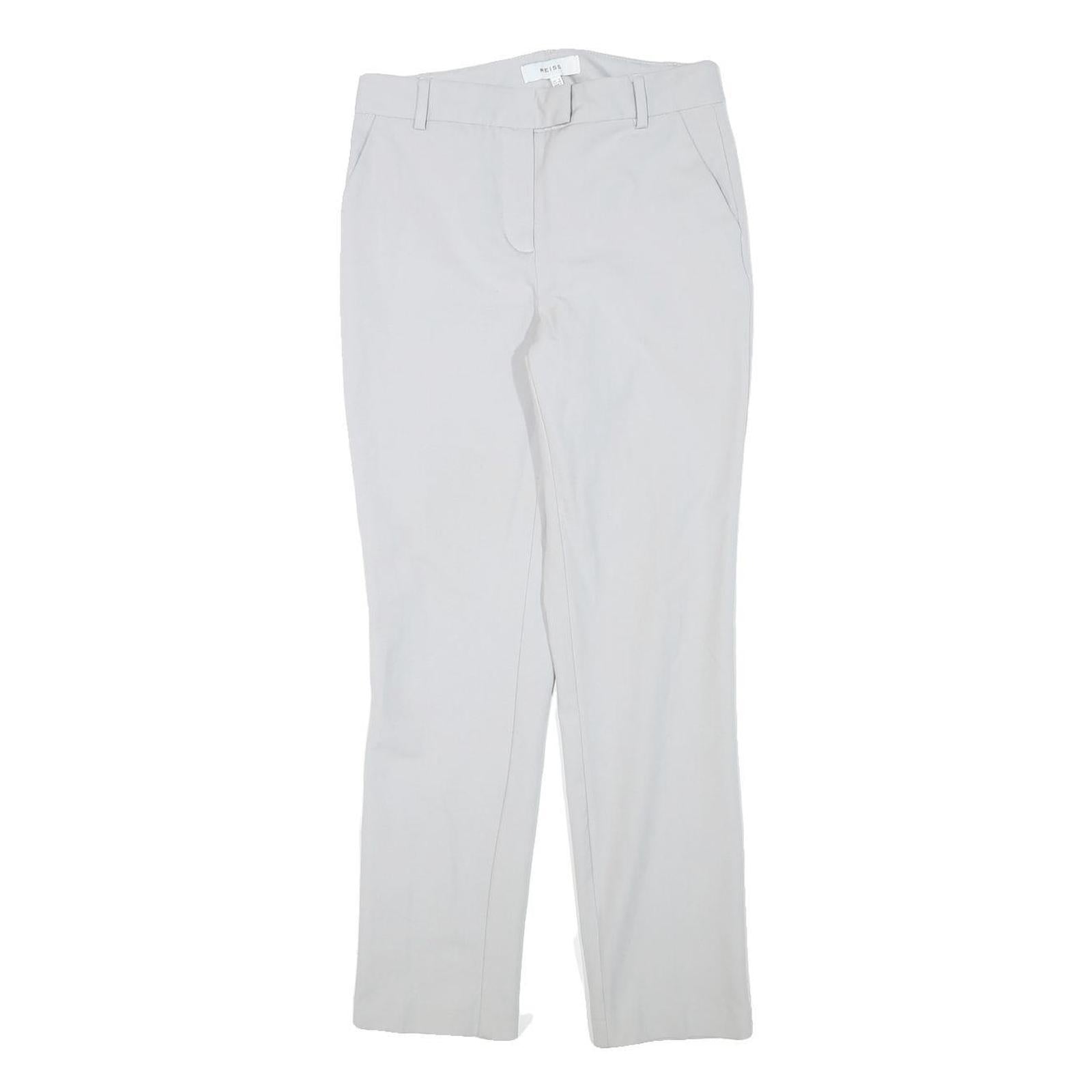 REISS Womens Cotton Blend Light Grey Regular Fit Straight Trousers W27 L27 Smart Refurbished - N/A refurbished available on Cerqular