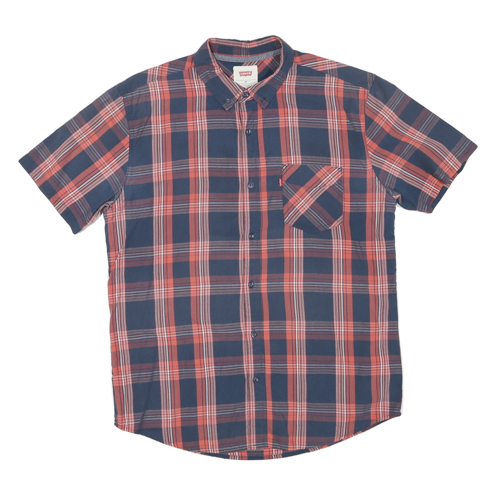 LEVI'S Mens Blue & Red Plaid Shirt M Button Down Cotton Blend Casual Refurbished - N/A refurbished available on Cerqular