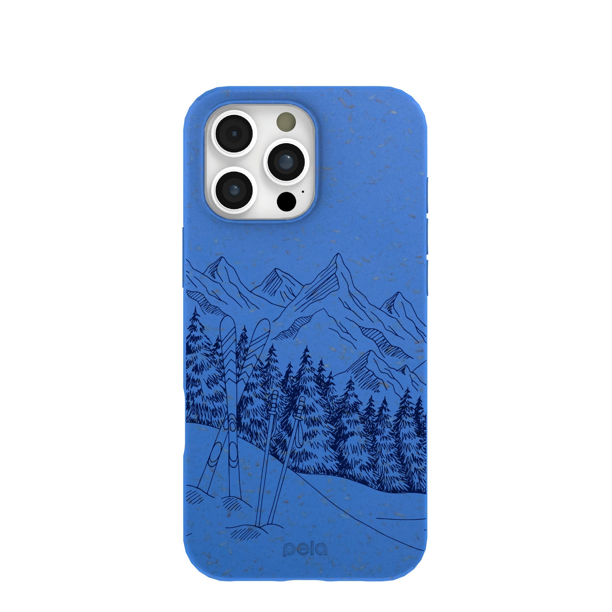 Electric Blue Backcountry Ski iPhone 16 Pro Max Case Refurbished - Pela Case refurbished available on Cerqular