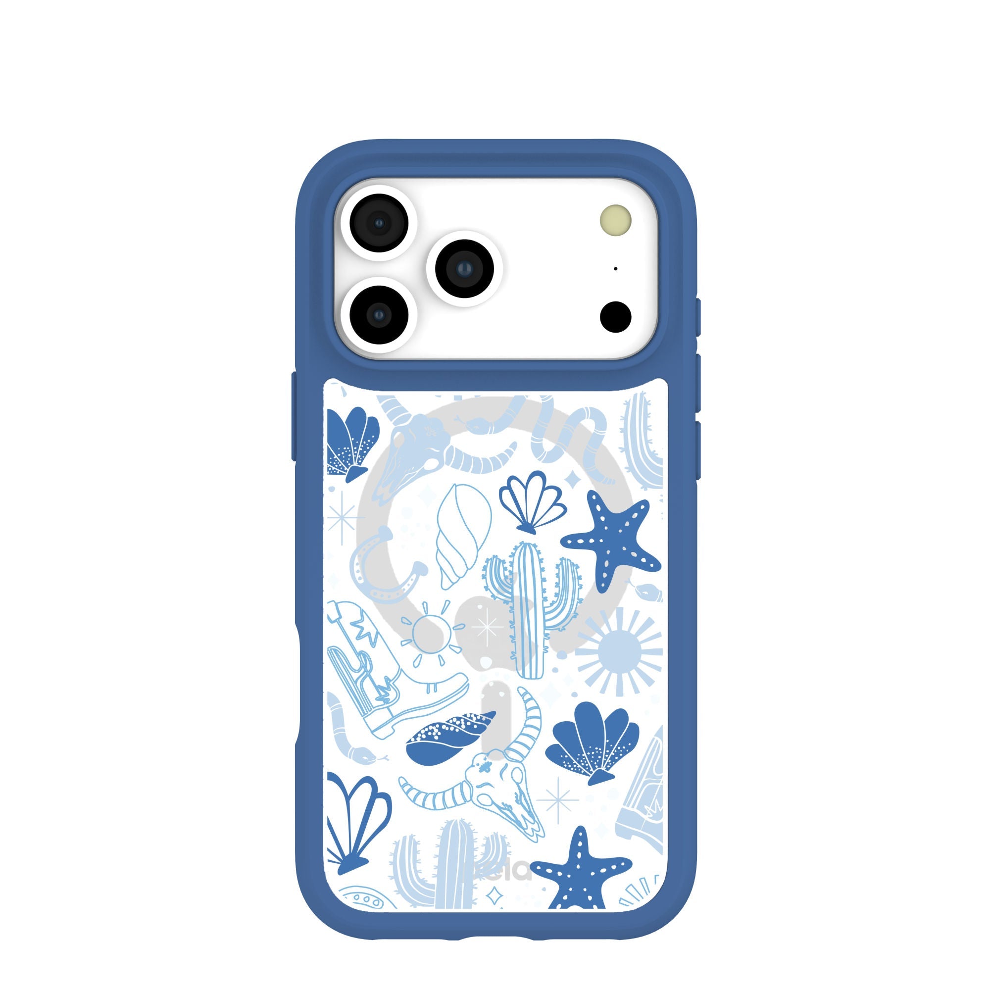 Clear Sea and Saddle iPhone 17 Pro Max Case With True Blue Ridge (MagSafe included) Refurbished - Pela Case refurbished available on Cerqular