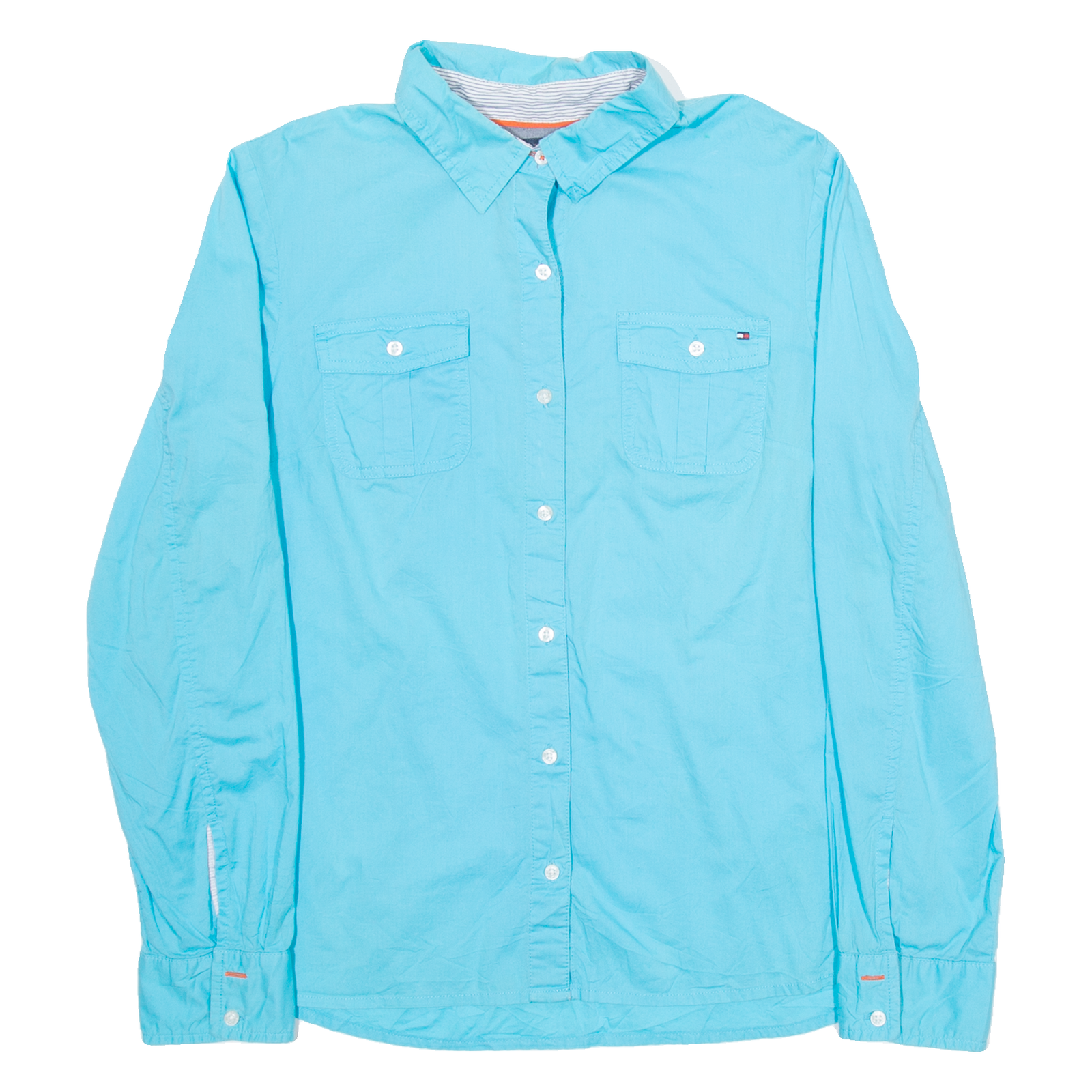 TOMMY HILFIGER Womens Plain Shirt Blue Long Sleeve L Refurbished - N/A refurbished available on Cerqular