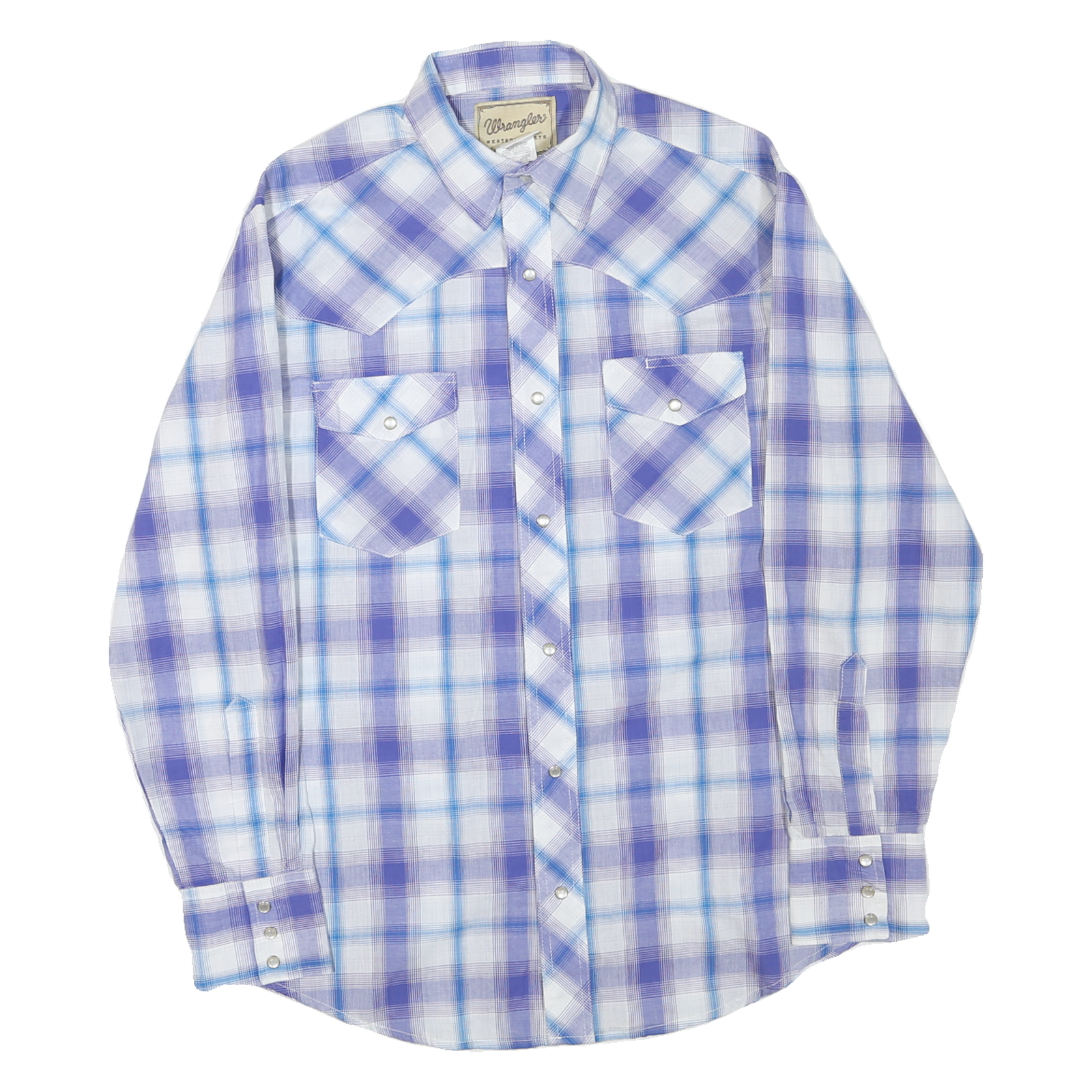 WRANGLER Mens Blue & Purple Check Shirt M Western Casual Cotton Blend Refurbished - N/A refurbished available on Cerqular