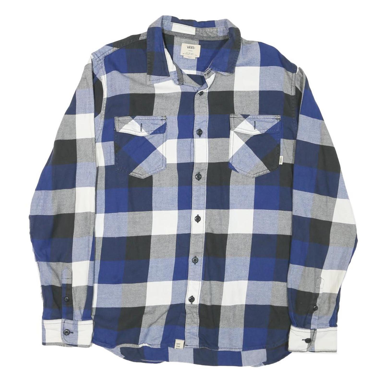 VANS Mens Blue Black White Check Shirt L Cotton Blend Casual Long Sleeve Refurbished - N/A refurbished available on Cerqular
