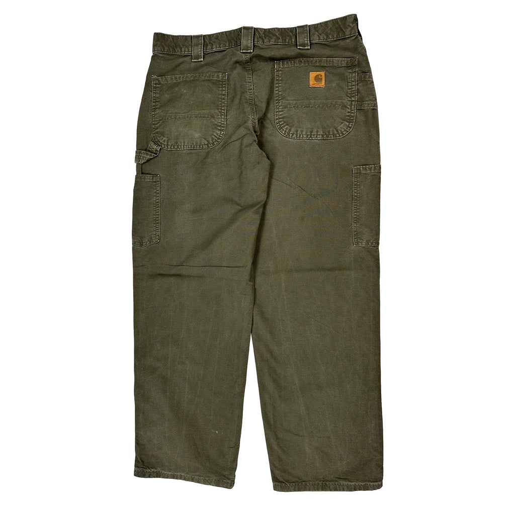 Buy Carhartt Carpenter Trousers - 34W 30L Green Cotton Refurbished - $87.09 Carhartt Carpenter Trousers - 34W 30L Green Cotton Refurbished - Thrifted (note: this is a term often used to describe second- refurbished available on Cerqular