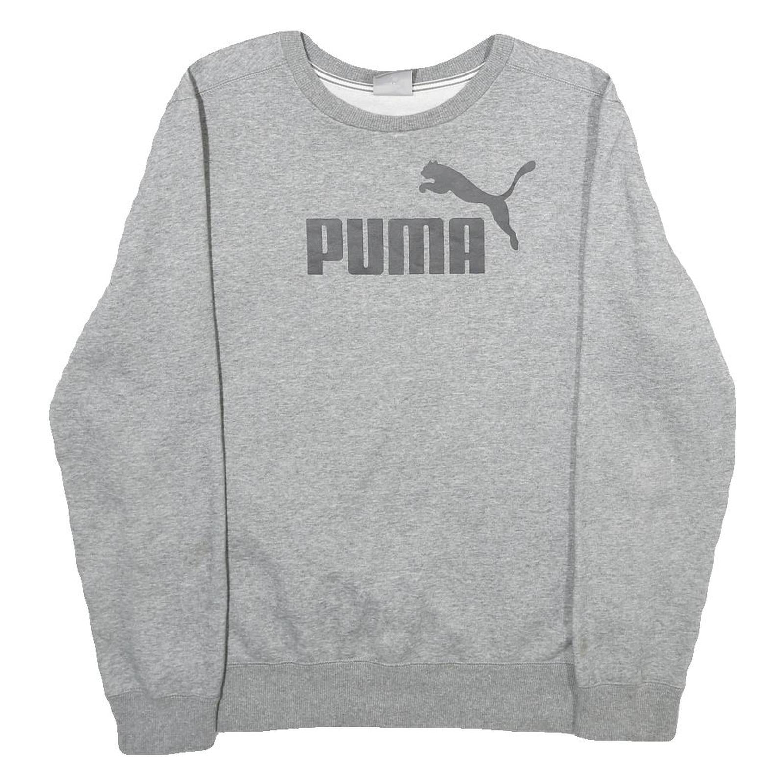 PUMA Mens Grey Sweatshirt Crew Neck S Cotton Blend Pullover Sports Logo Refurbished - N/A refurbished available on Cerqular