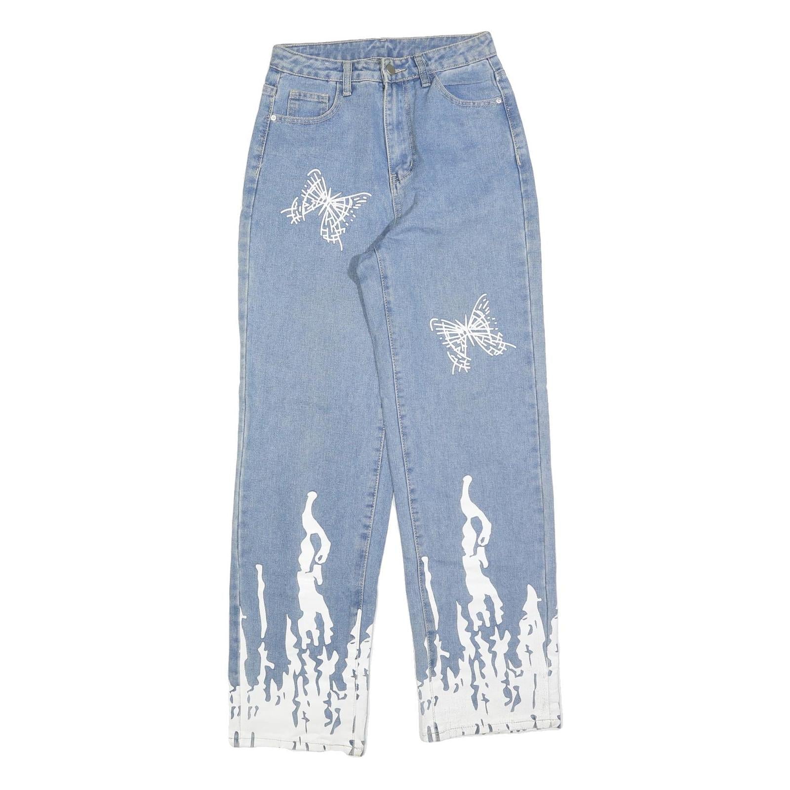Womens Blue Cotton Blend Regular Fit Straight Leg Light Denim Jeans W26 L30 Refurbished - N/A refurbished available on Cerqular