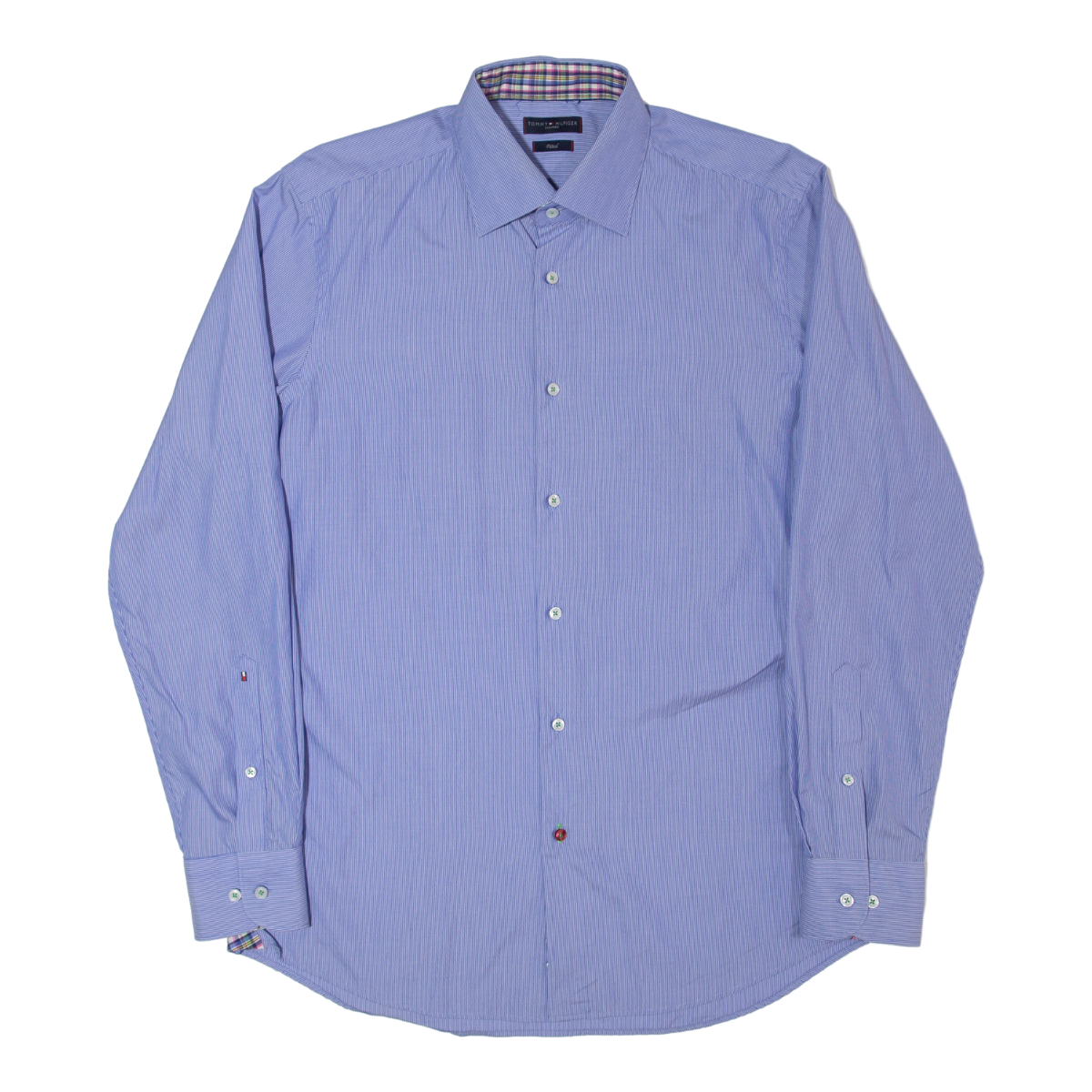 TOMMY HILFIGER Fitted Mens Shirt Blue Striped Long Sleeve L Refurbished - N/A refurbished available on Cerqular