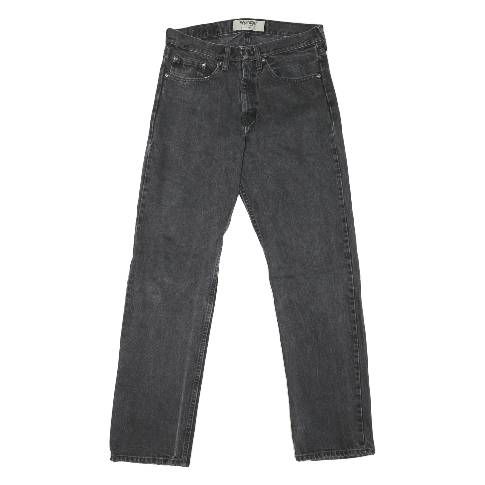 WRANGLER Mens Regular Fit Black Denim Jeans W30 L32 Classic Zip Closure Refurbished - N/A refurbished available on Cerqular