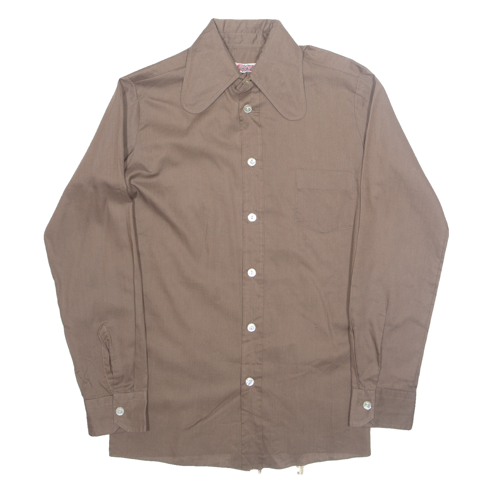 SIR PATRIK Womens Shirt Brown Collared Long Sleeve S Refurbished - N/A refurbished available on Cerqular
