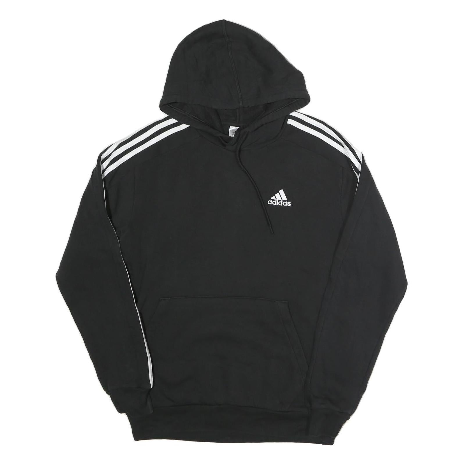 ADIDAS Mens Black Hoodie S Cotton Blend Pullover Logo Striped Sport Casual Refurbished - N/A refurbished available on Cerqular