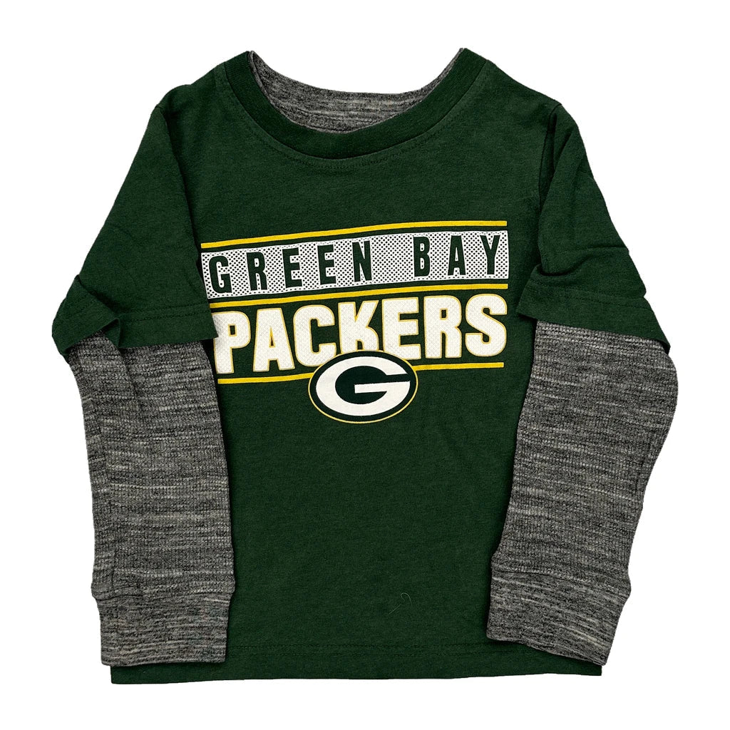 Age 4 Green Bay Packers Nfl Long Sleeve T-Shirt - Small Green Cotton Refurbished - Thrifted (note: this is a term often used to describe second- refurbished available on Cerqular