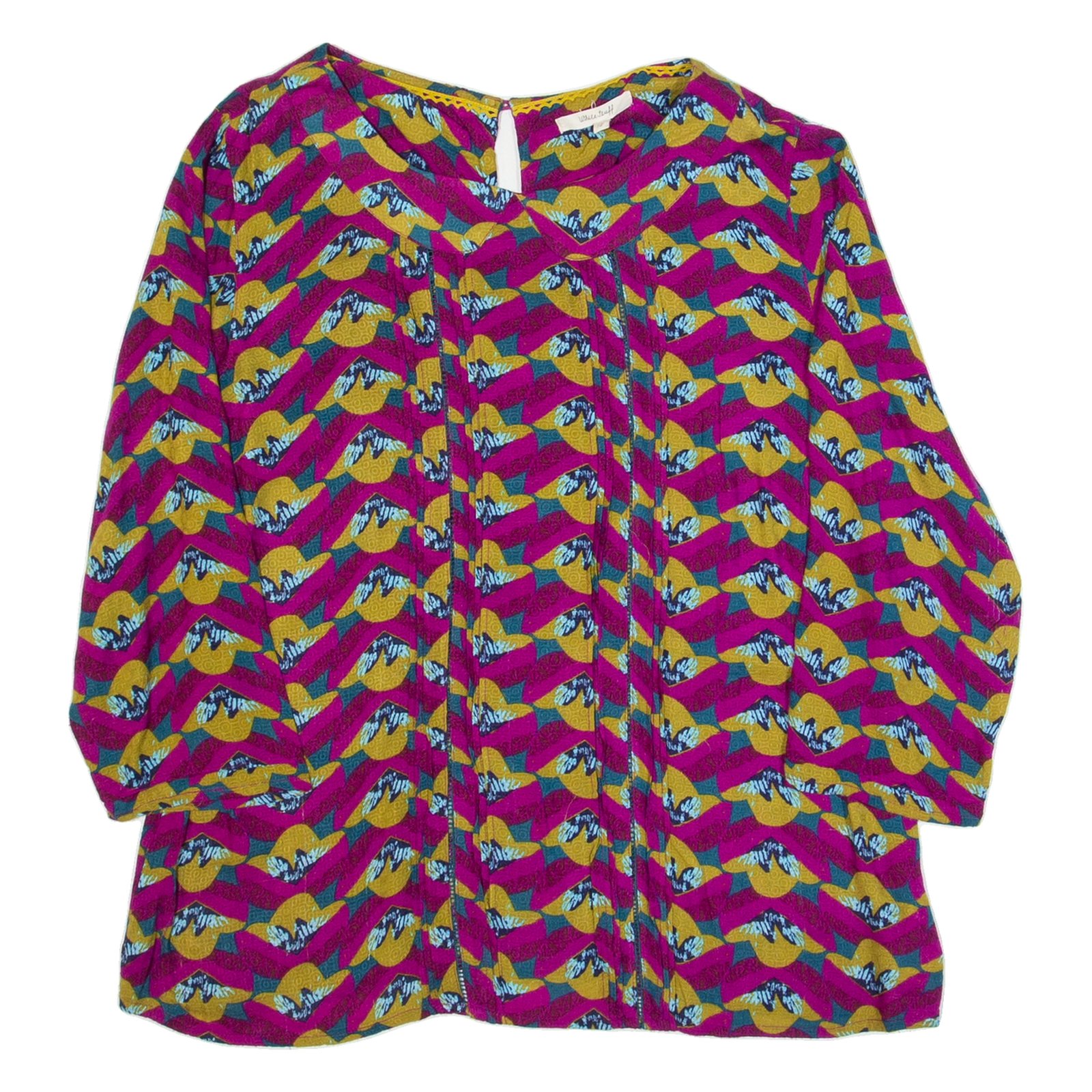 WHITE STUFF Womens Printed Top Purple Long Sleeve Crazy Pattern UK 12 Refurbished - N/A refurbished available on Cerqular