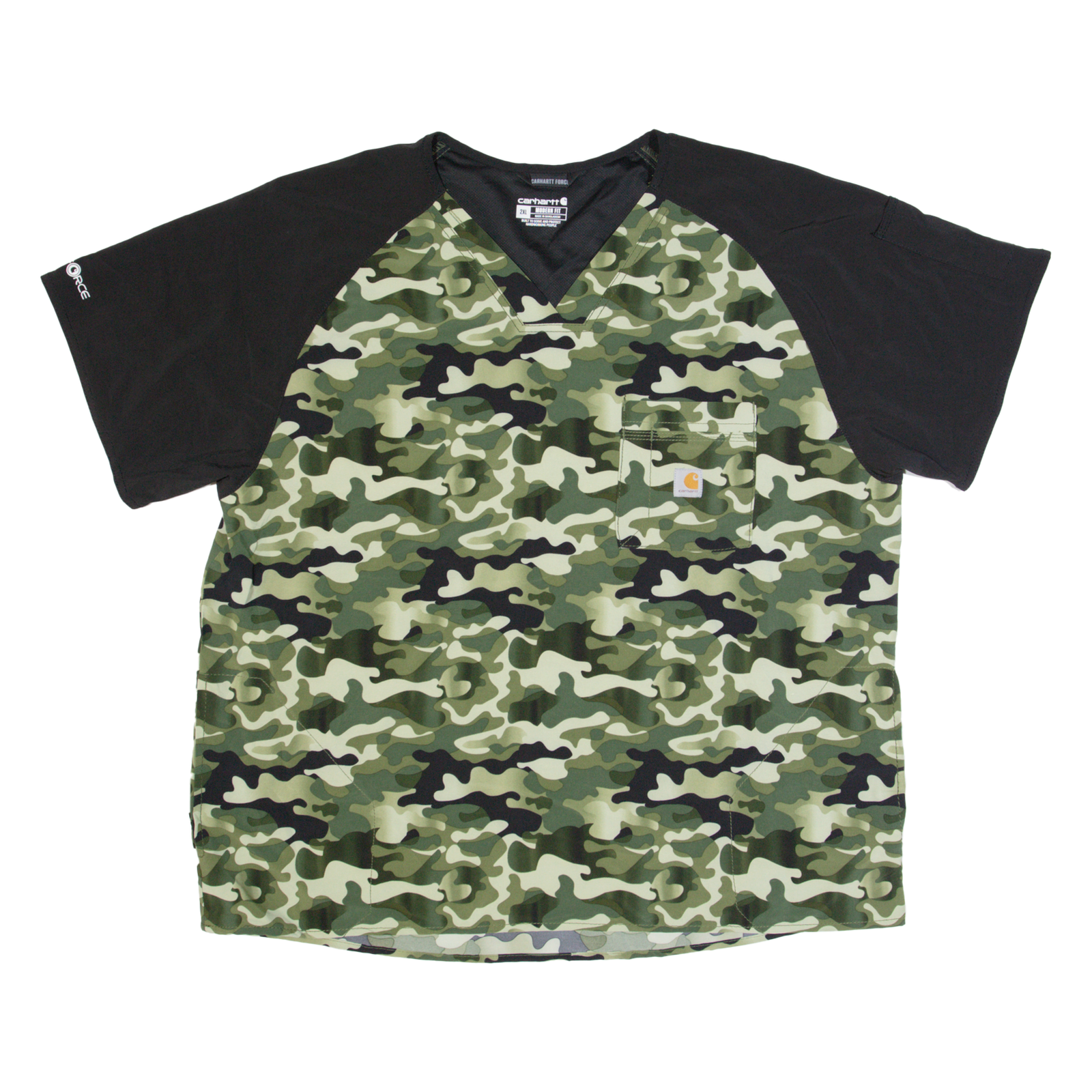 CARHARTT Camo Mens T-Shirt Green V-Neck 2XL Refurbished - N/A refurbished available on Cerqular