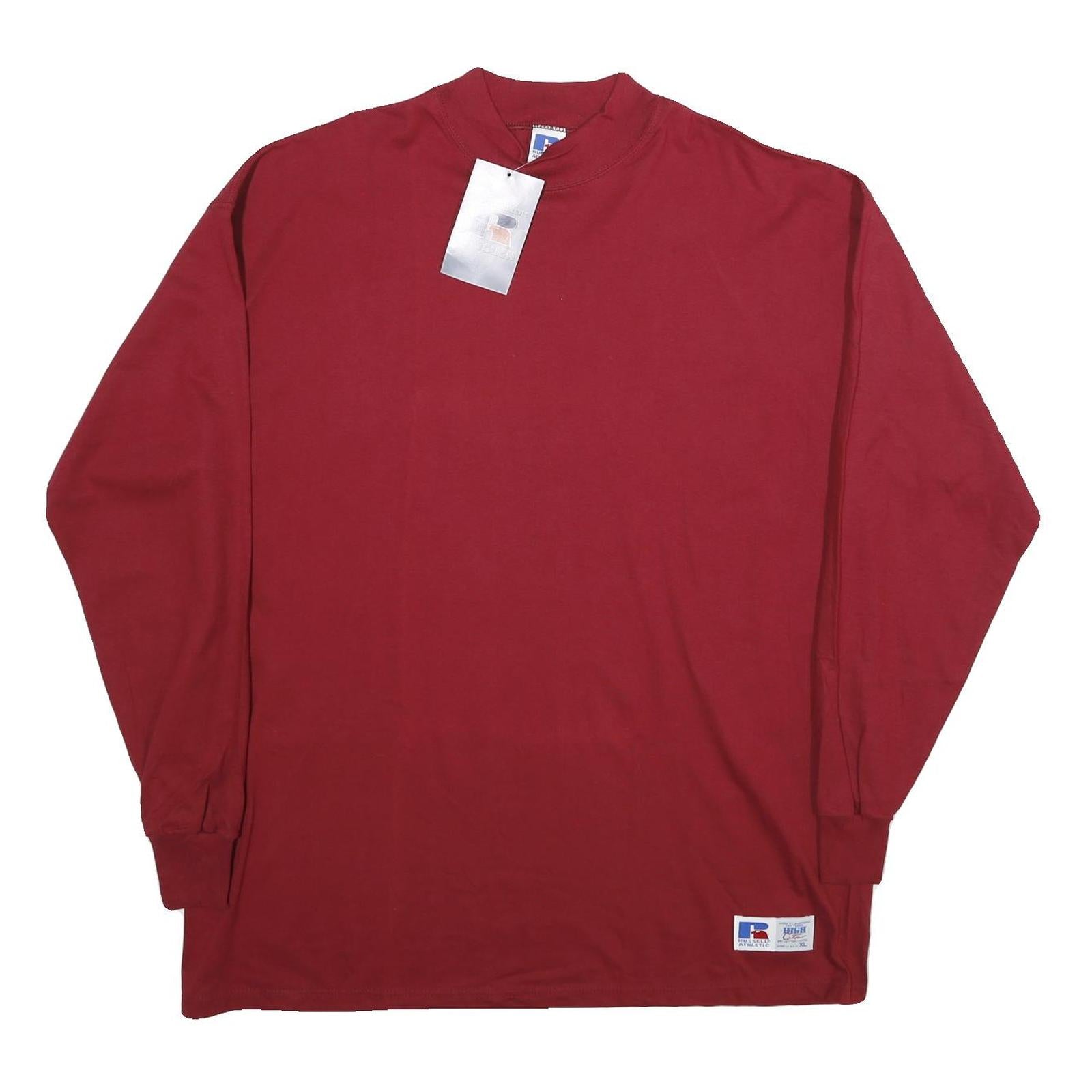 RUSSELL ATHLETIC Mens Red Long Sleeve Crew Neck Cotton T-Shirt XL Plain Refurbished - N/A refurbished available on Cerqular
