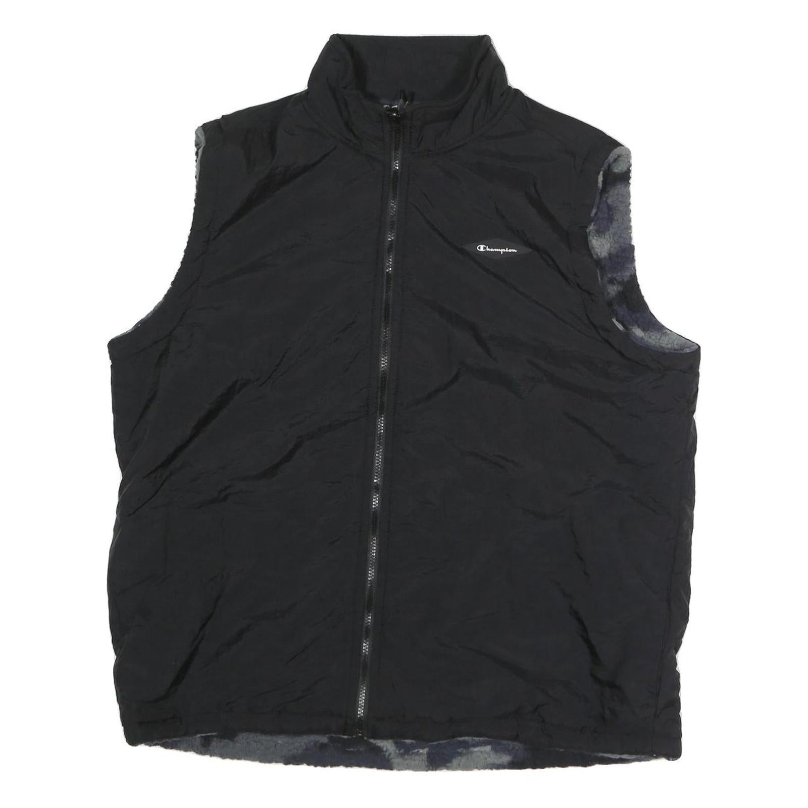 CHAMPION Mens Black Reversible Zip Jacket XL Polyester Plain Lightweight Refurbished - N/A refurbished available on Cerqular