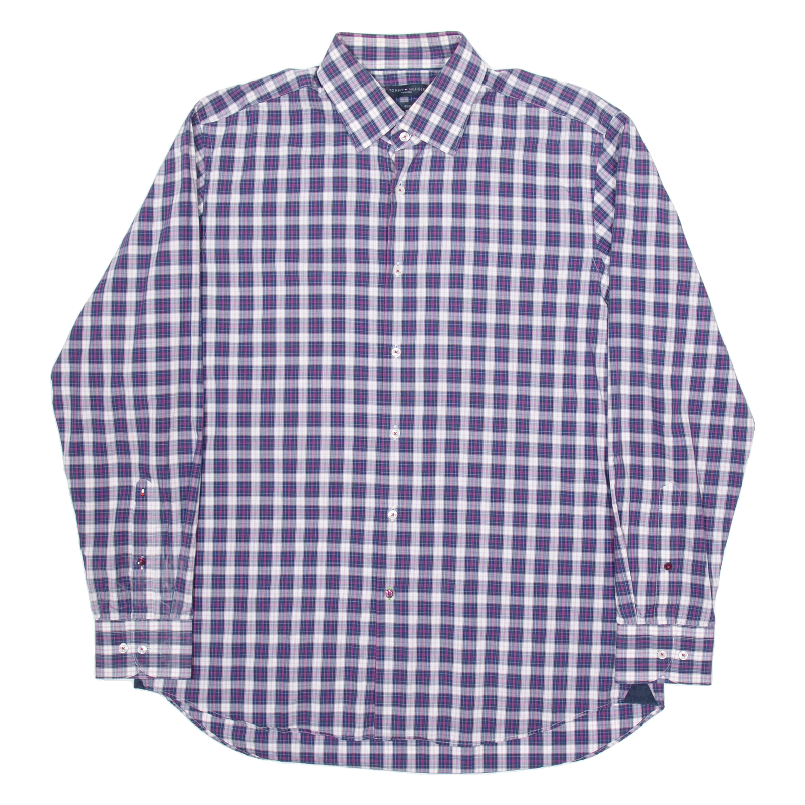 TOMMY HILFIGER Fitted Mens Shirt Purple Check Long Sleeve L Refurbished - N/A refurbished available on Cerqular