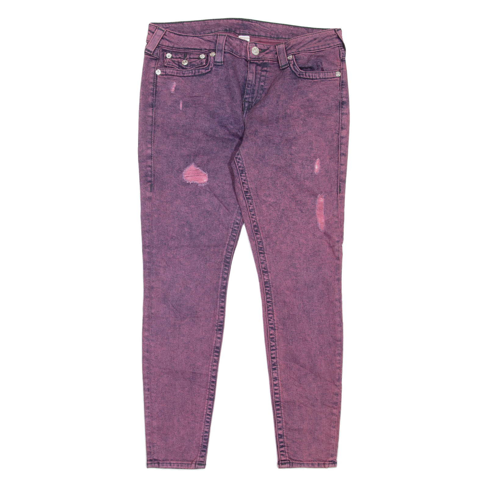 TRUE RELIGION Distressed Womens Jeans Pink Slim Skinny W32 L29 Refurbished - N/A refurbished available on Cerqular