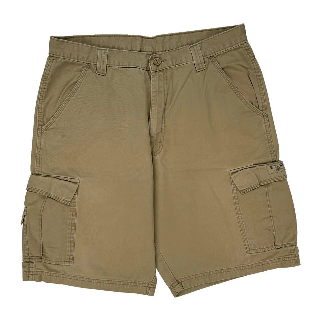 Wrangler Cargo Shorts - 34W 11L Khaki Cotton Refurbished - Thrifted (note: this is a term often used to describe second- refurbished available on Cerqular