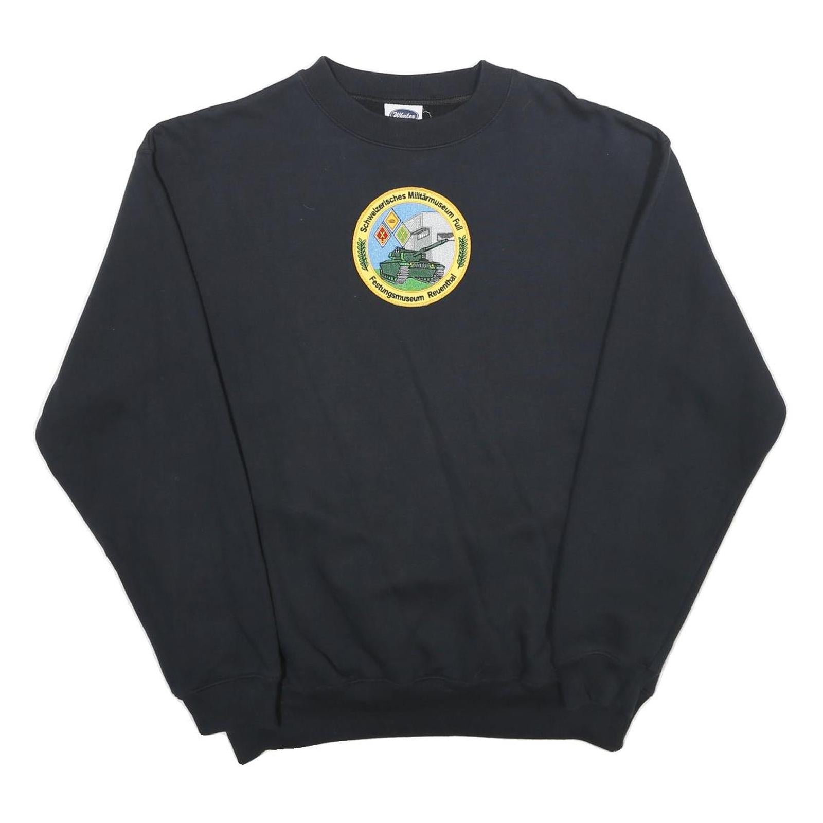 WHALE Mens Black Cotton Blend Crew Neck XL Military Logo Sweatshirt Refurbished - N/A refurbished available on Cerqular