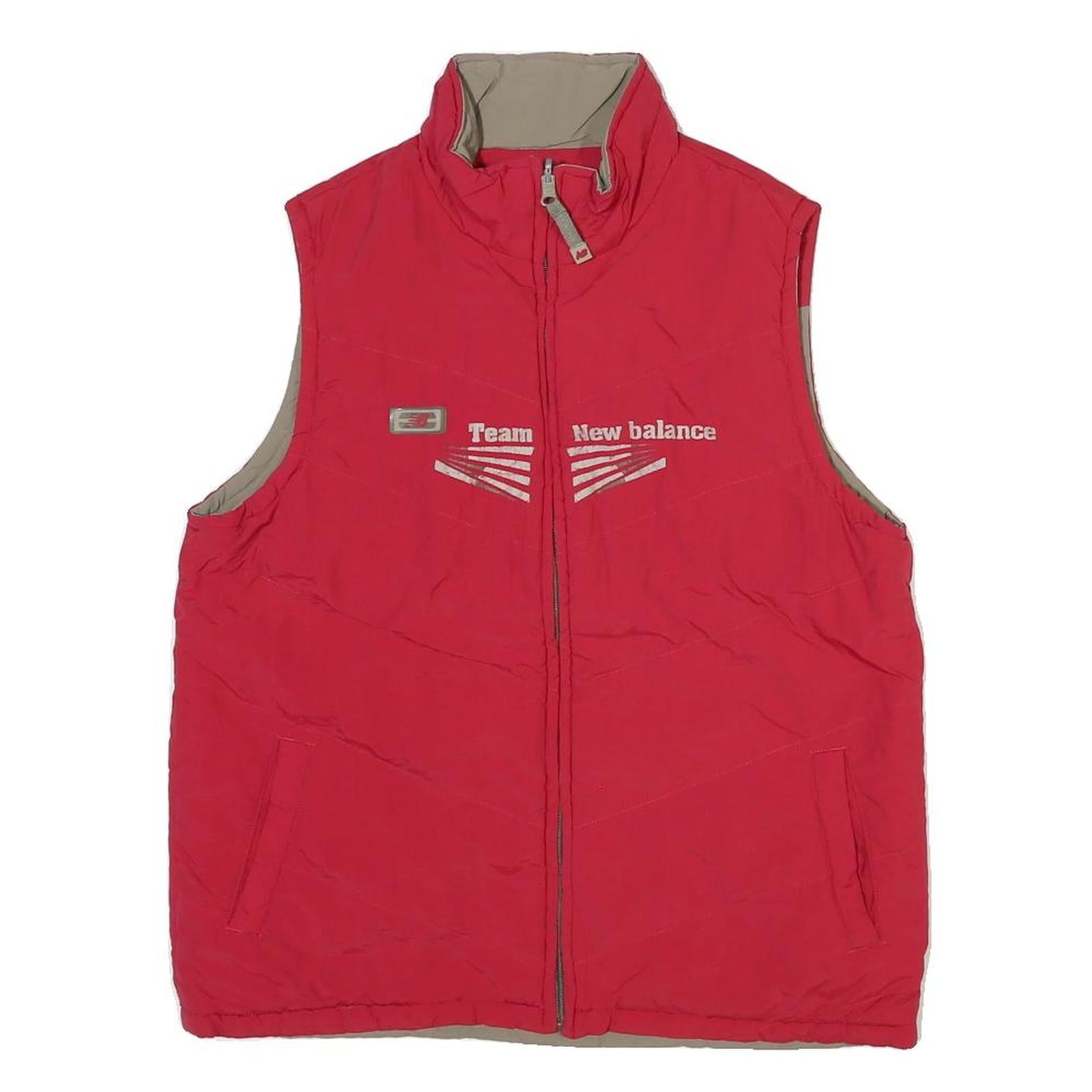 NEW BALANCE Mens Red Polyester Blend Gilet M Zip Plain Team New Balance Refurbished - N/A refurbished available on Cerqular