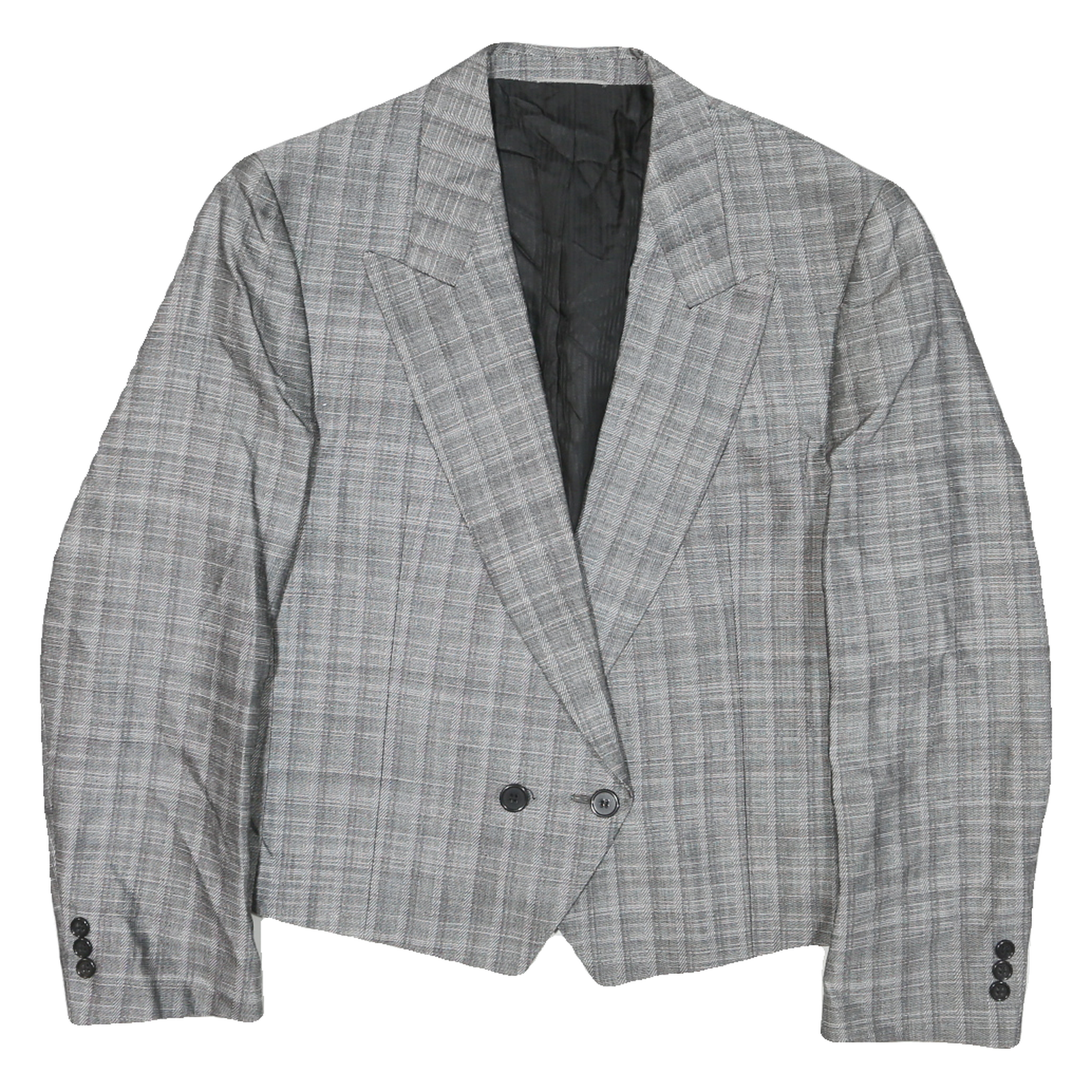 Womens Grey Check Tailored Jacket L Polyester Blend Button Closure Cropped Refurbished - N/A refurbished available on Cerqular