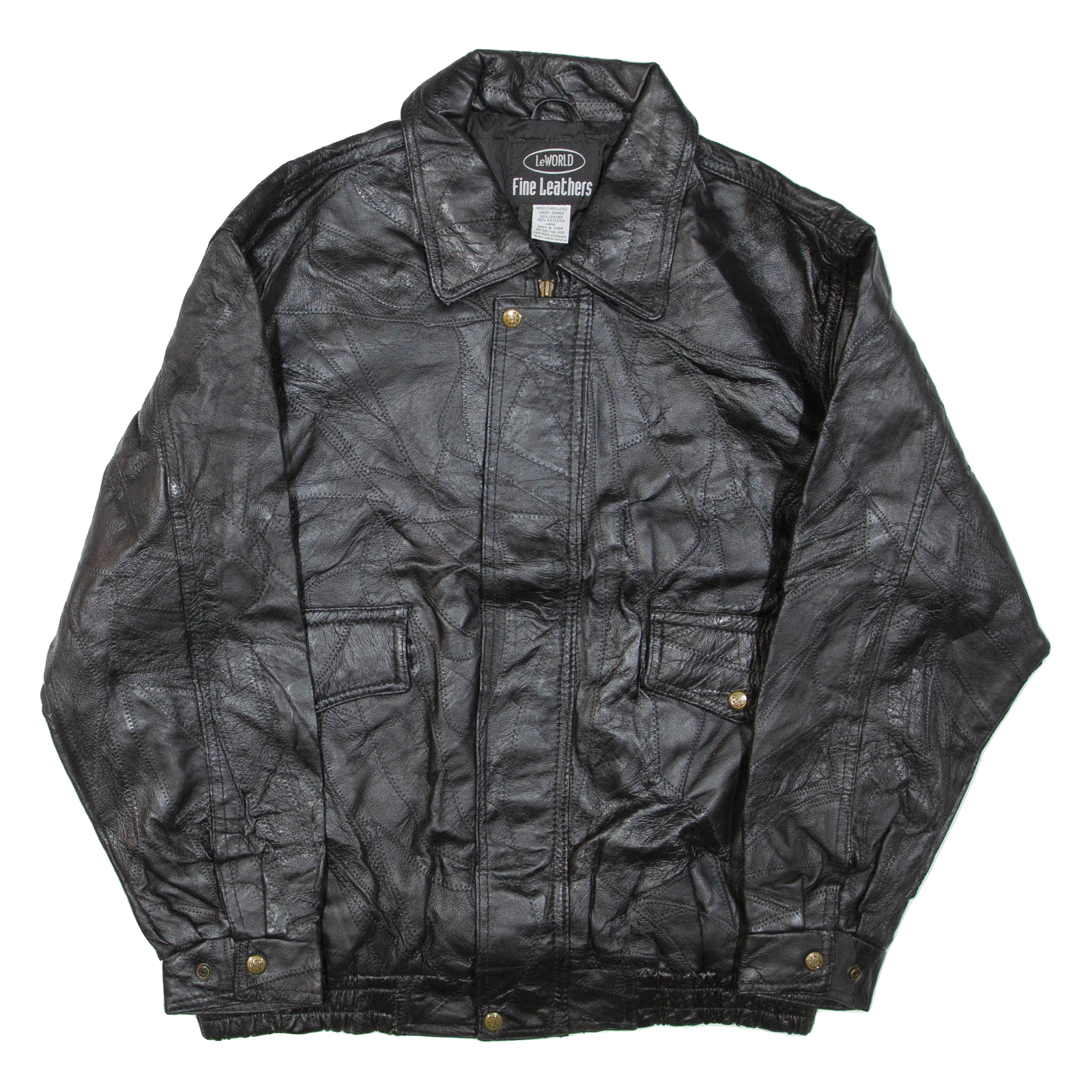 LE WORLD FINE LEATHERS Mens Jacket Black Leather L Refurbished - N/A refurbished available on Cerqular