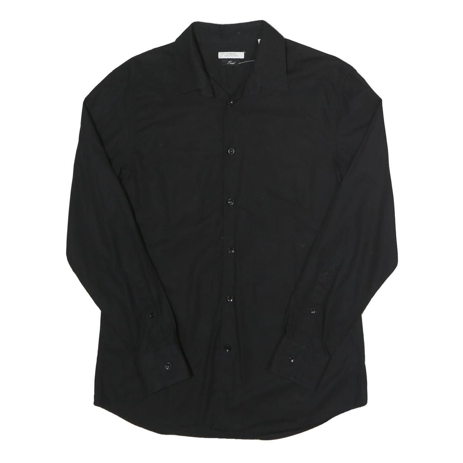 VERSACE Mens Black Classic Cotton Shirt M Formal Button-Down Long Sleeve Refurbished - N/A refurbished available on Cerqular