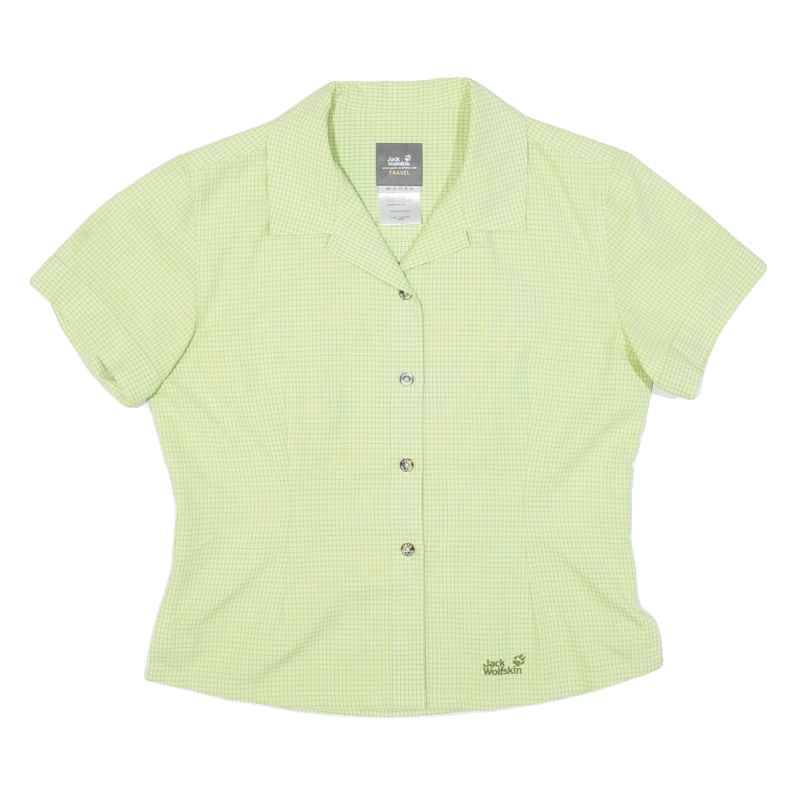 JACK WOLFSKIN Womens Shirt Green Check UK 12 Refurbished - N/A refurbished available on Cerqular
