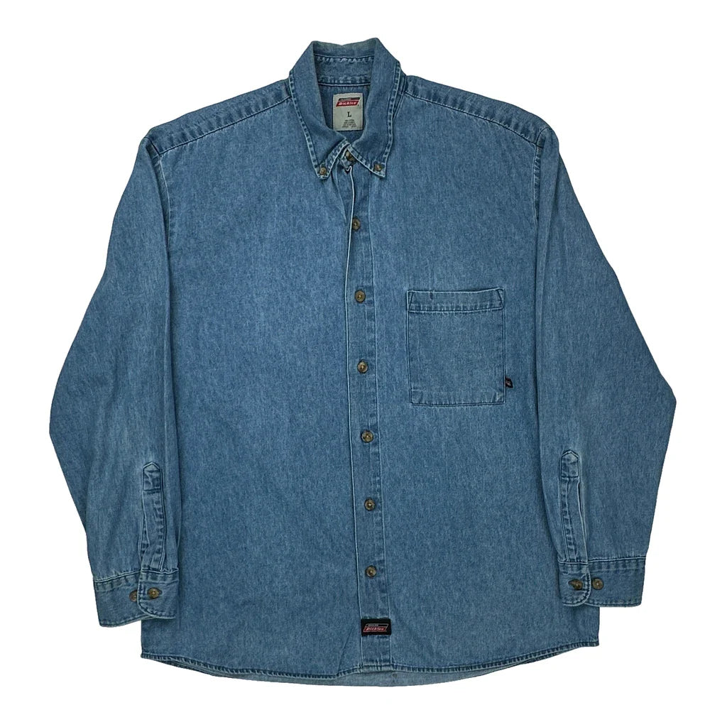 Dickies Denim Shirt - Large Blue Cotton Refurbished - Thrifted (note: this is a term often used to describe second- refurbished available on Cerqular