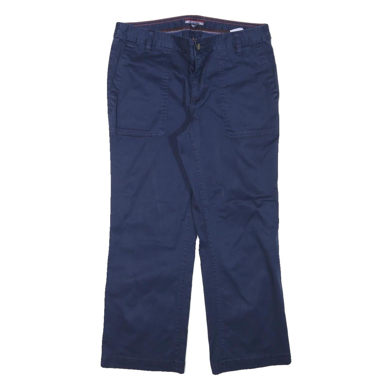 TOMMY HILFIGER Womens Cotton Blend Navy Blue Regular Straight Trousers W31 L25 Refurbished - N/A refurbished available on Cerqular